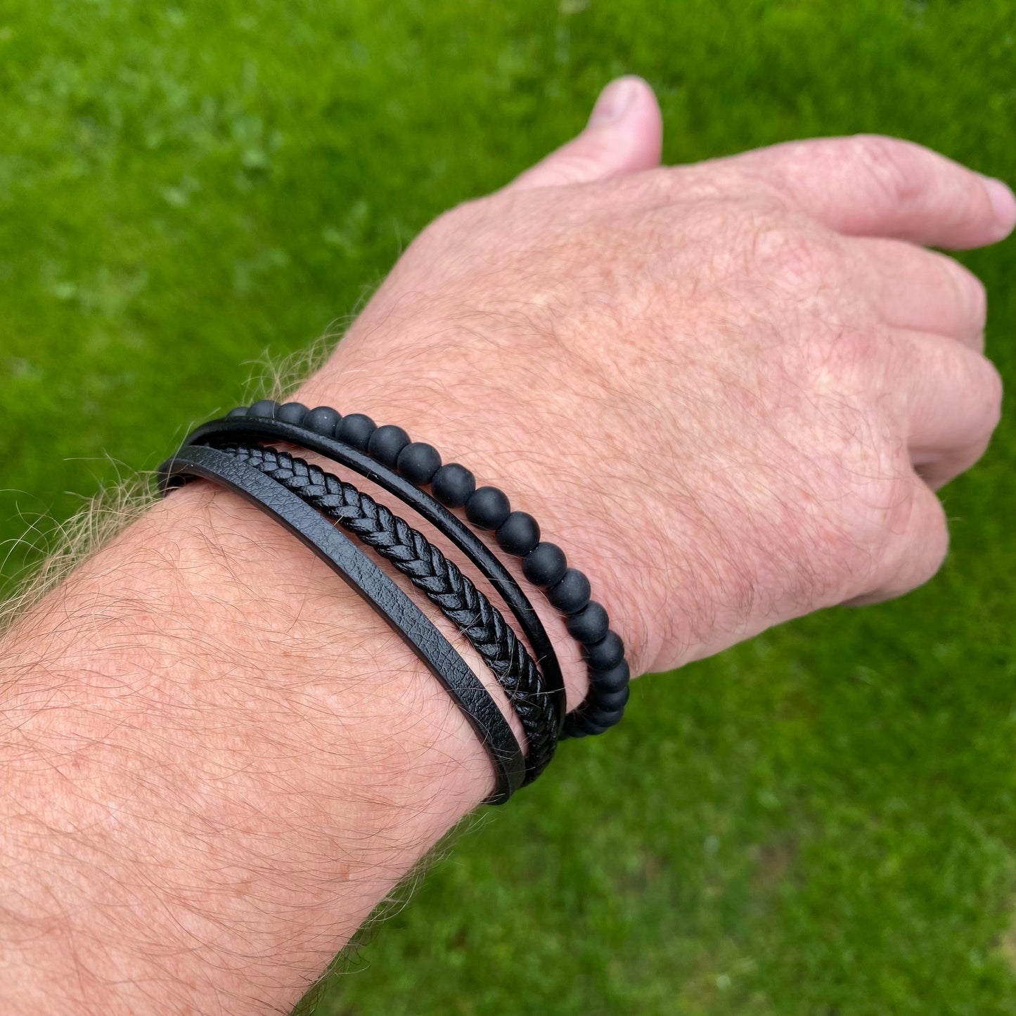 Unisex Leather Bracelet with Beads | Handmade | Gift for Her or Him