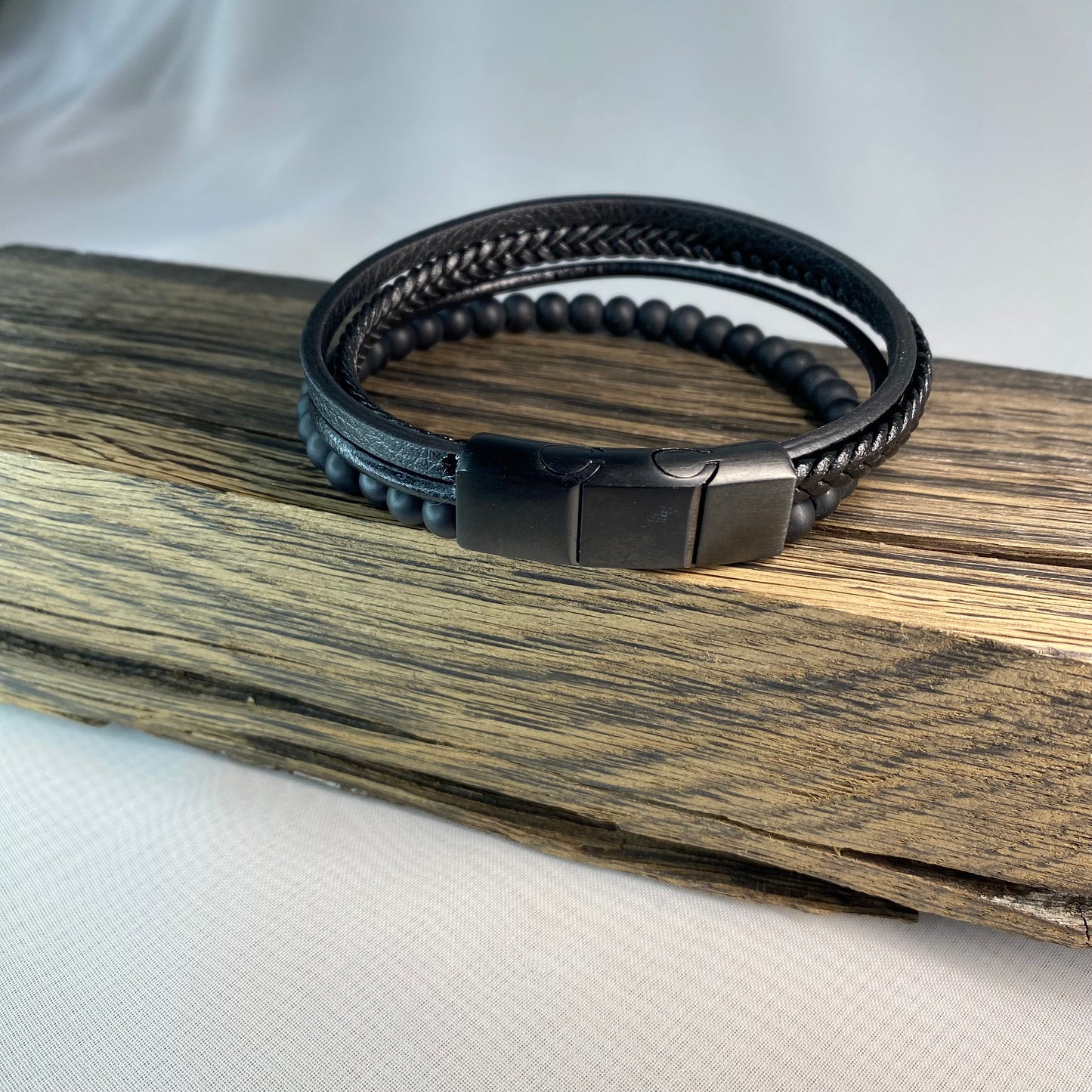 Unisex Leather Bracelet with Beads | Handmade | Gift for Her or Him