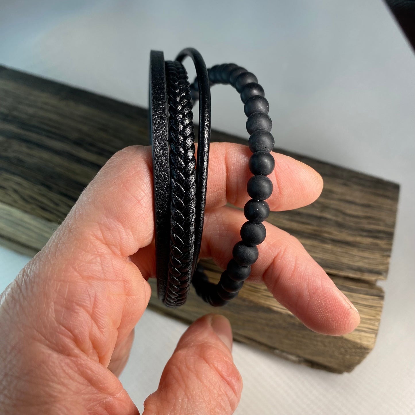 Unisex Leather Bracelet with Beads | Handmade | Gift for Her or Him