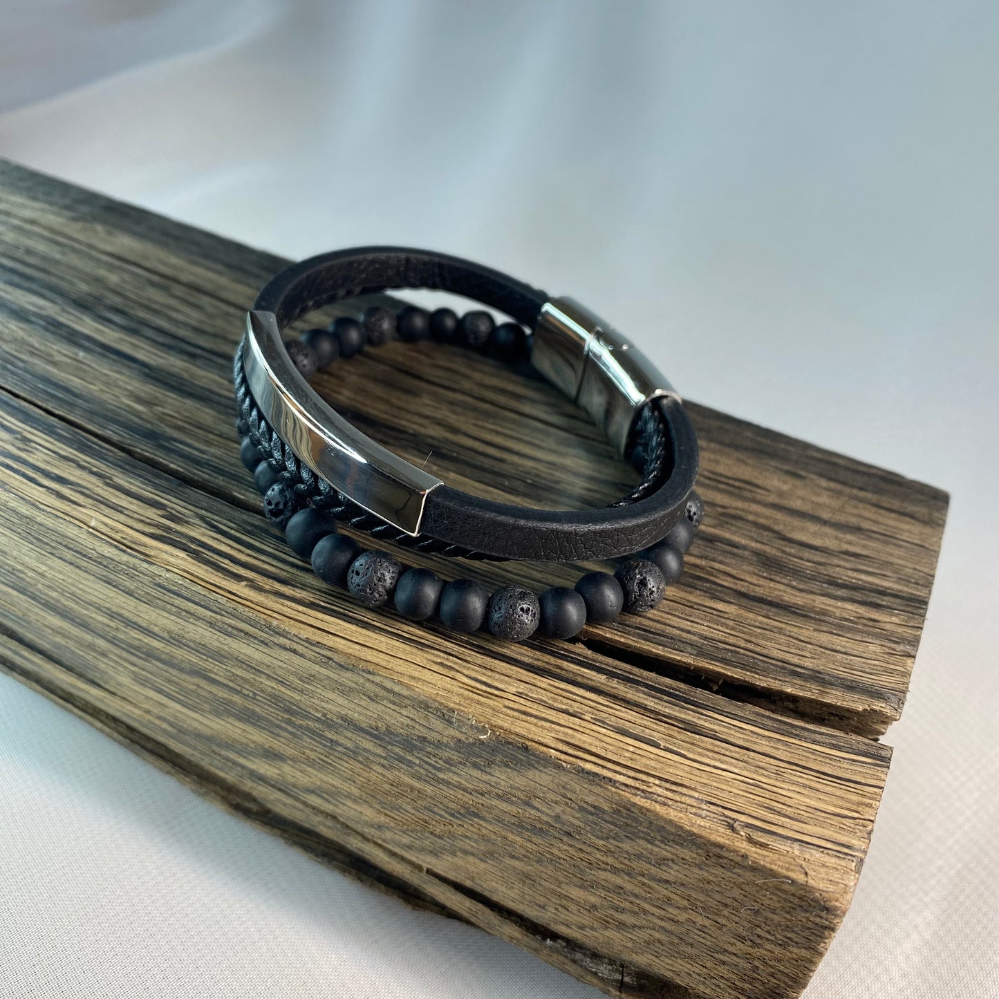 Unisex Leather Bracelet with Stainless Steel Detail | Handmade | Gift for Her or Him