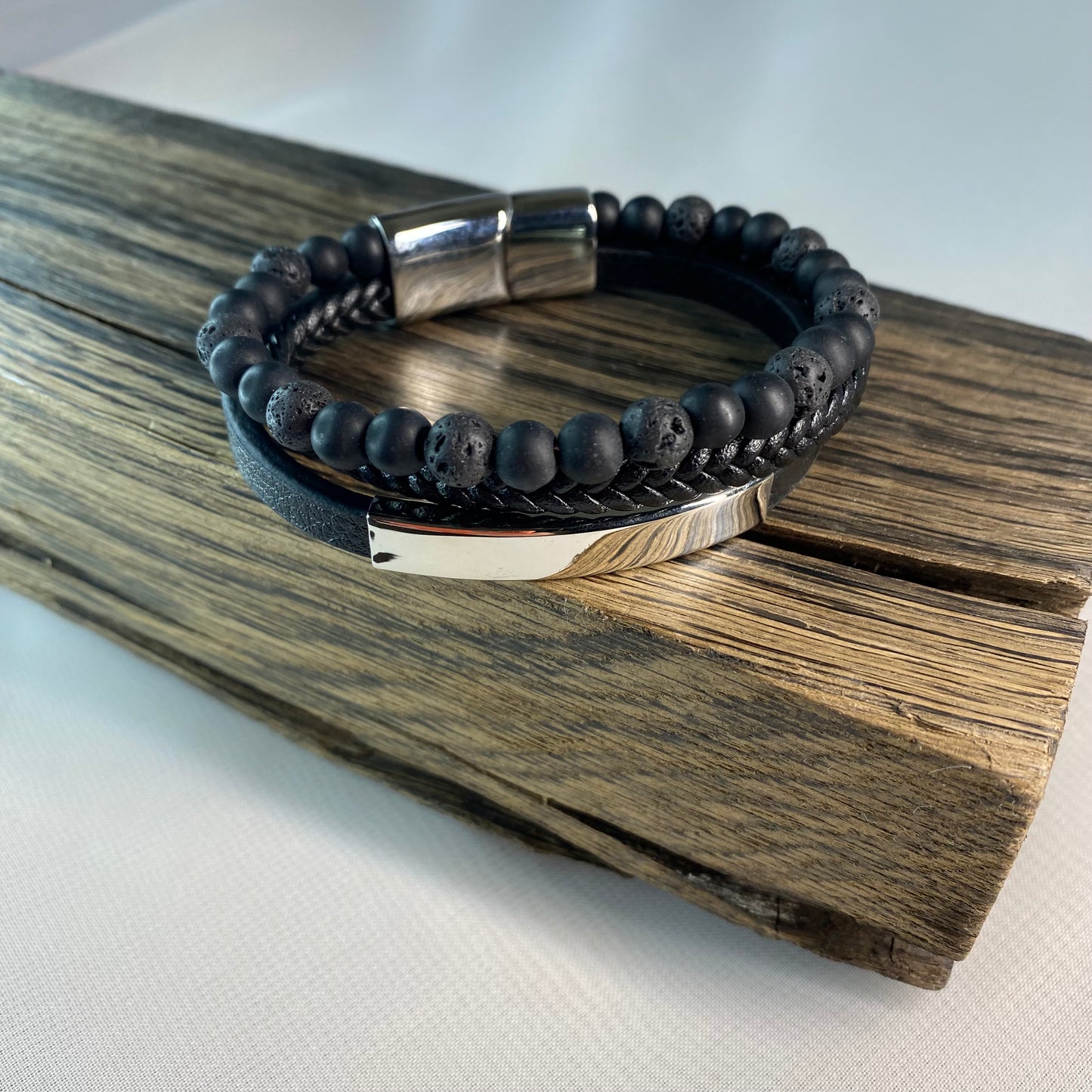 Unisex Leather Bracelet with Stainless Steel Detail | Handmade | Gift for Her or Him