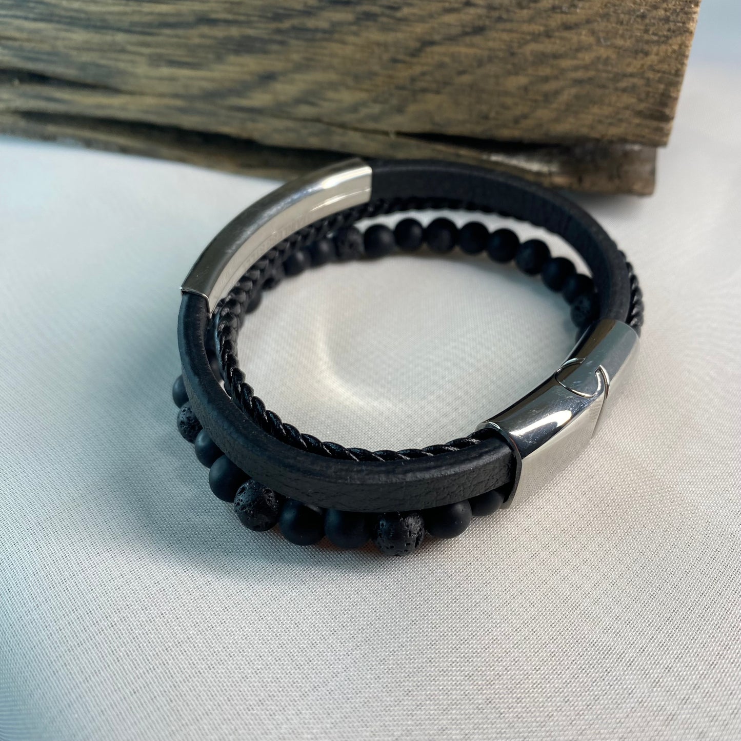 Unisex Leather Bracelet with Stainless Steel Detail | Handmade | Gift for Her or Him