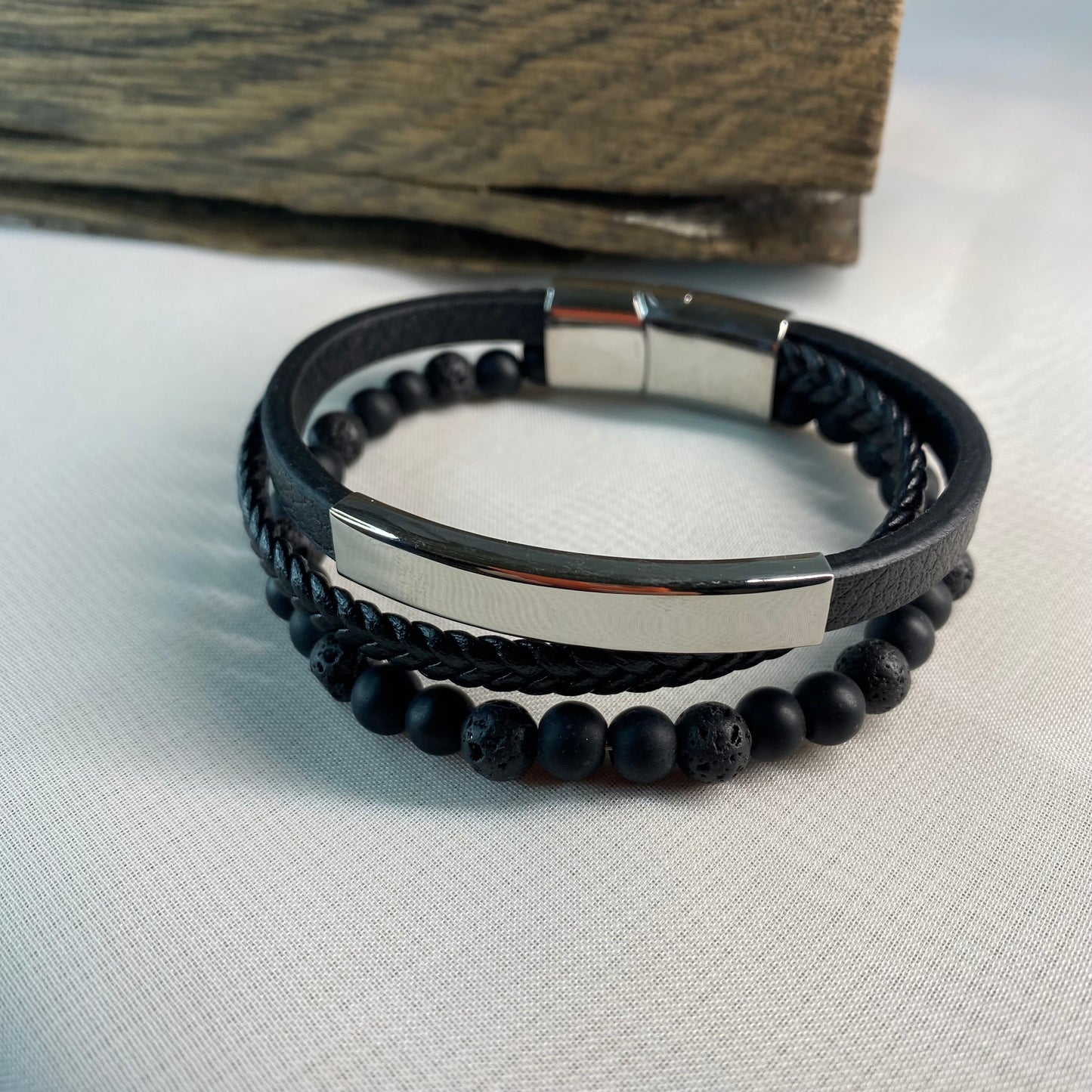 Unisex Leather Bracelet with Stainless Steel Detail | Handmade | Gift for Her or Him