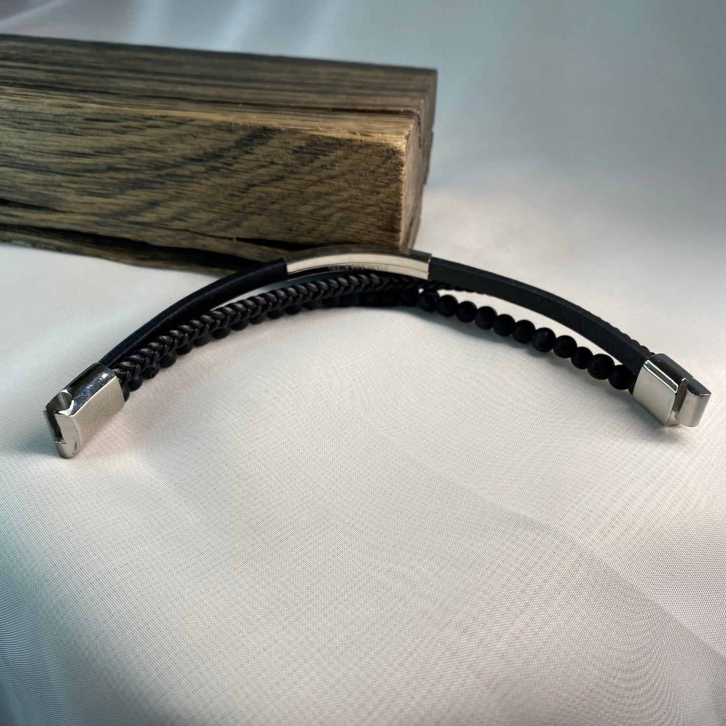 Unisex Leather Bracelet with Stainless Steel Detail | Handmade | Gift for Her or Him