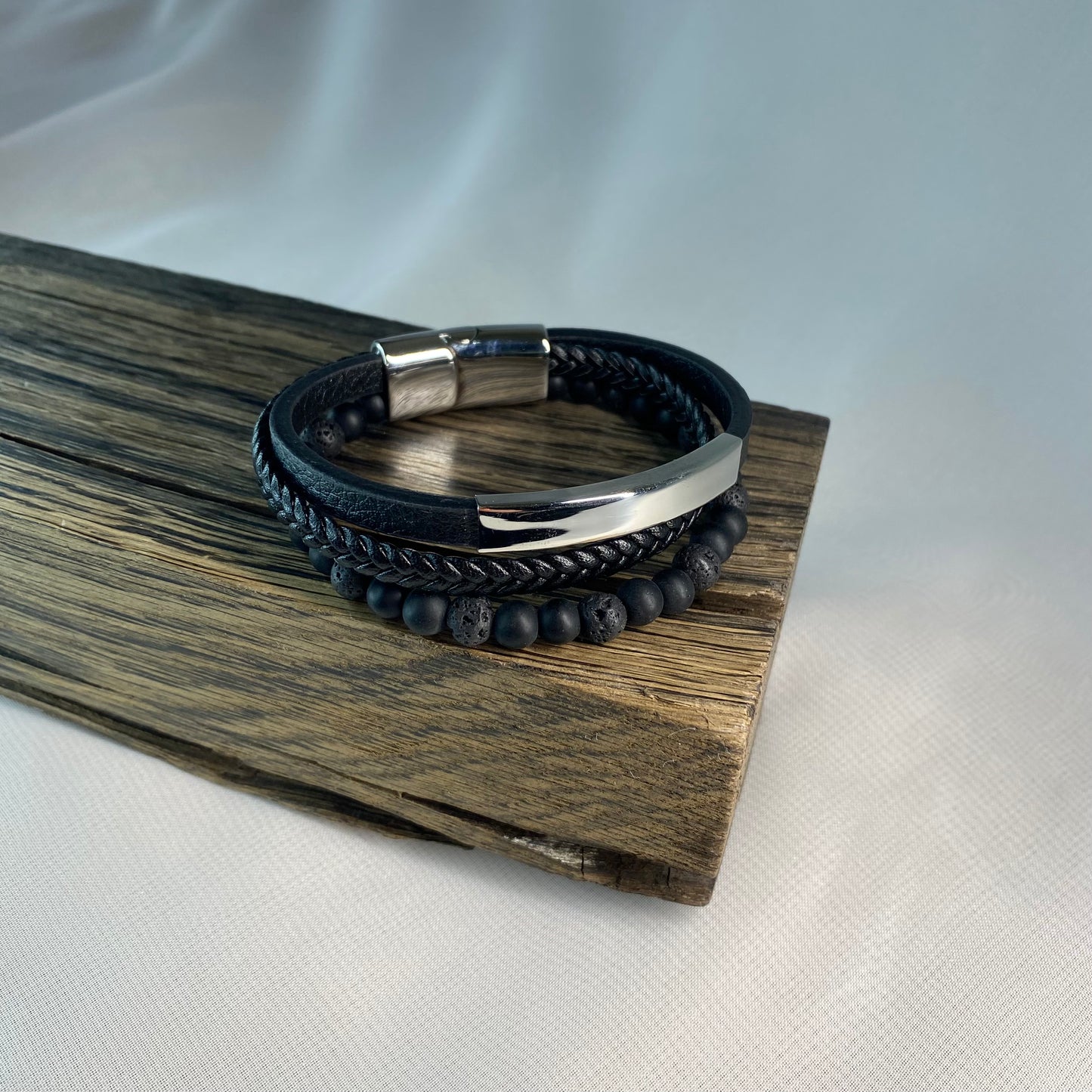 Unisex Leather Bracelet with Stainless Steel Detail | Handmade | Gift for Her or Him