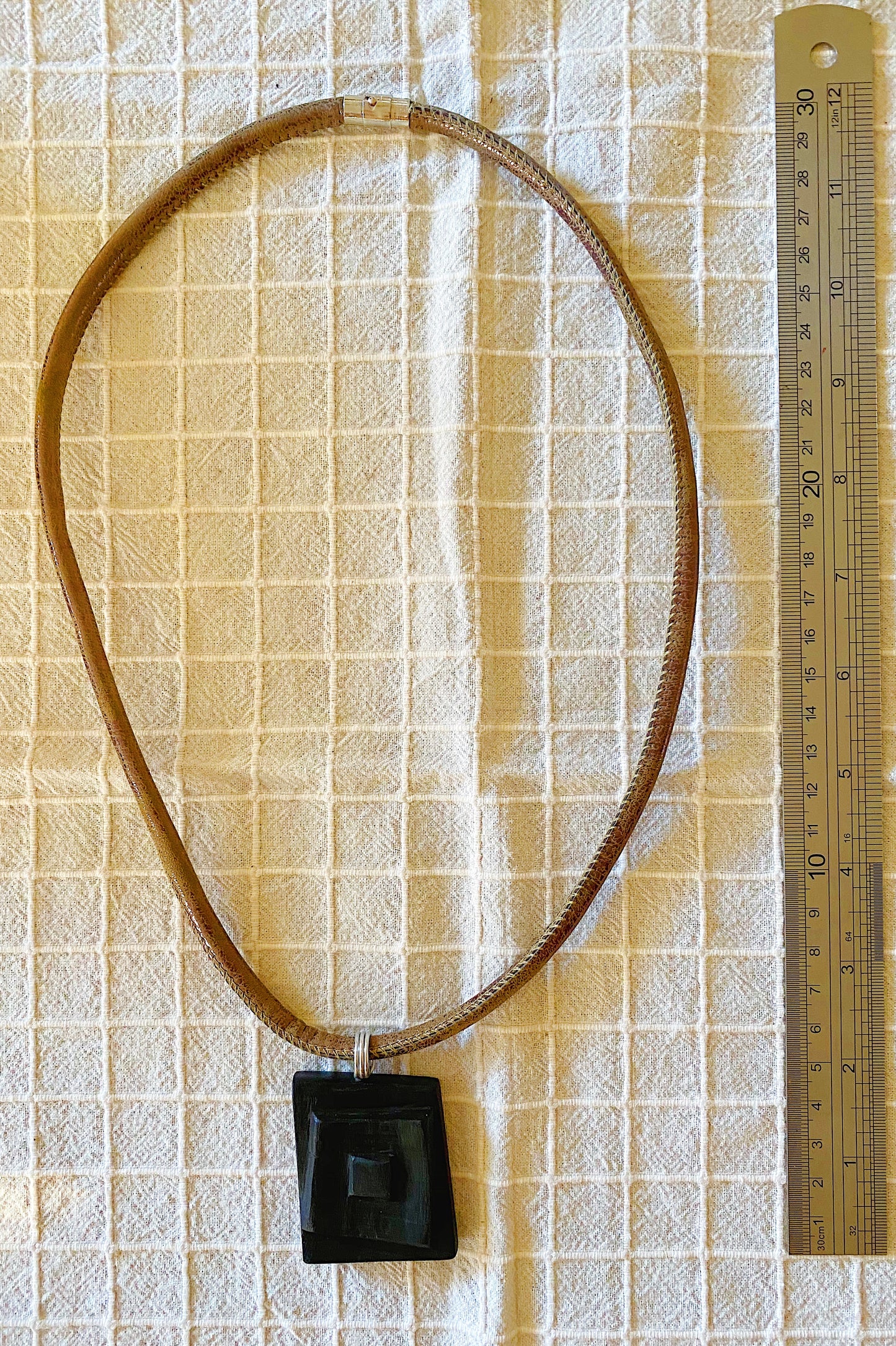 Irish Bog Oak Carved Rectangle Pendant - Handmade