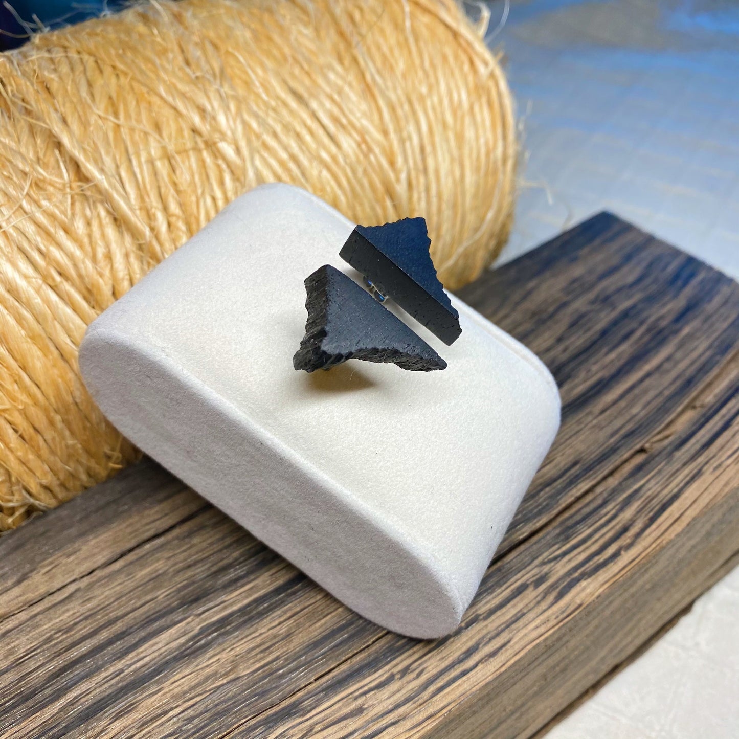 Irish Bog Oak Irregular Triangle Stud Earrings | Handmade Earrings