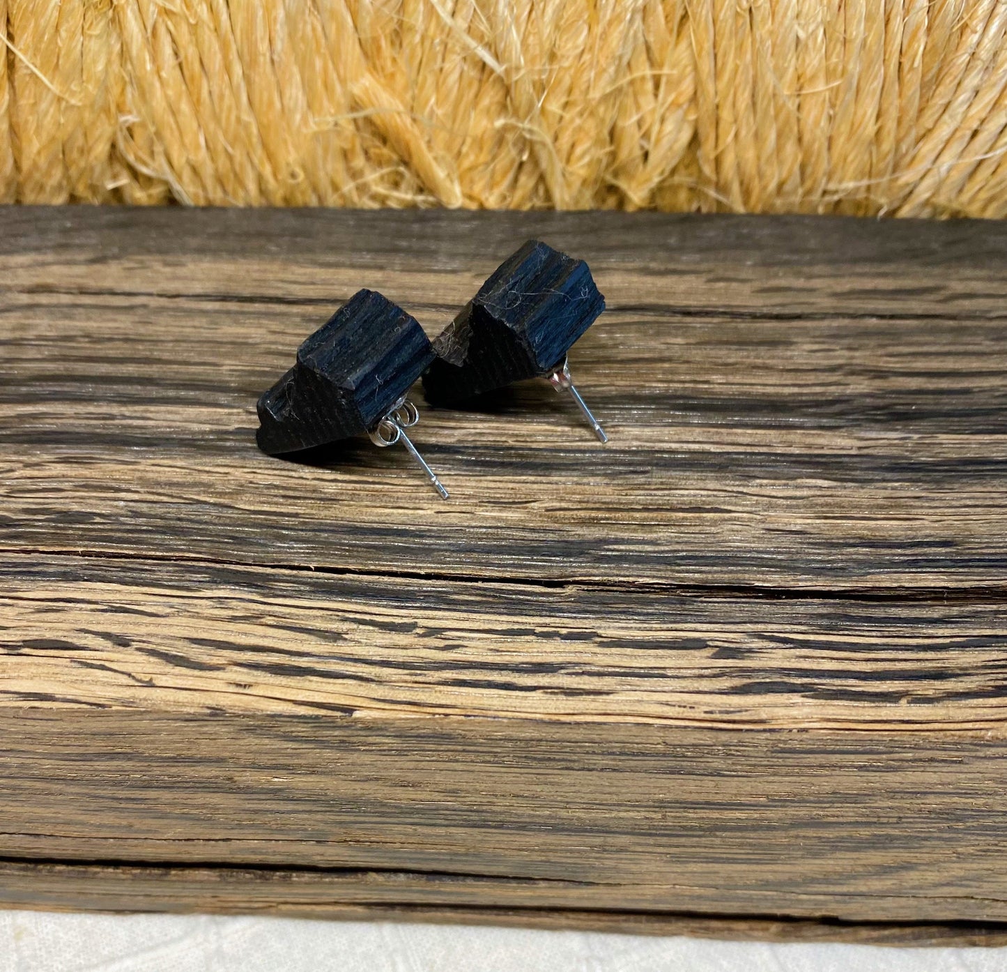 Irish Bog Oak Raw Carved Stud Earrings | Handmade Earrings