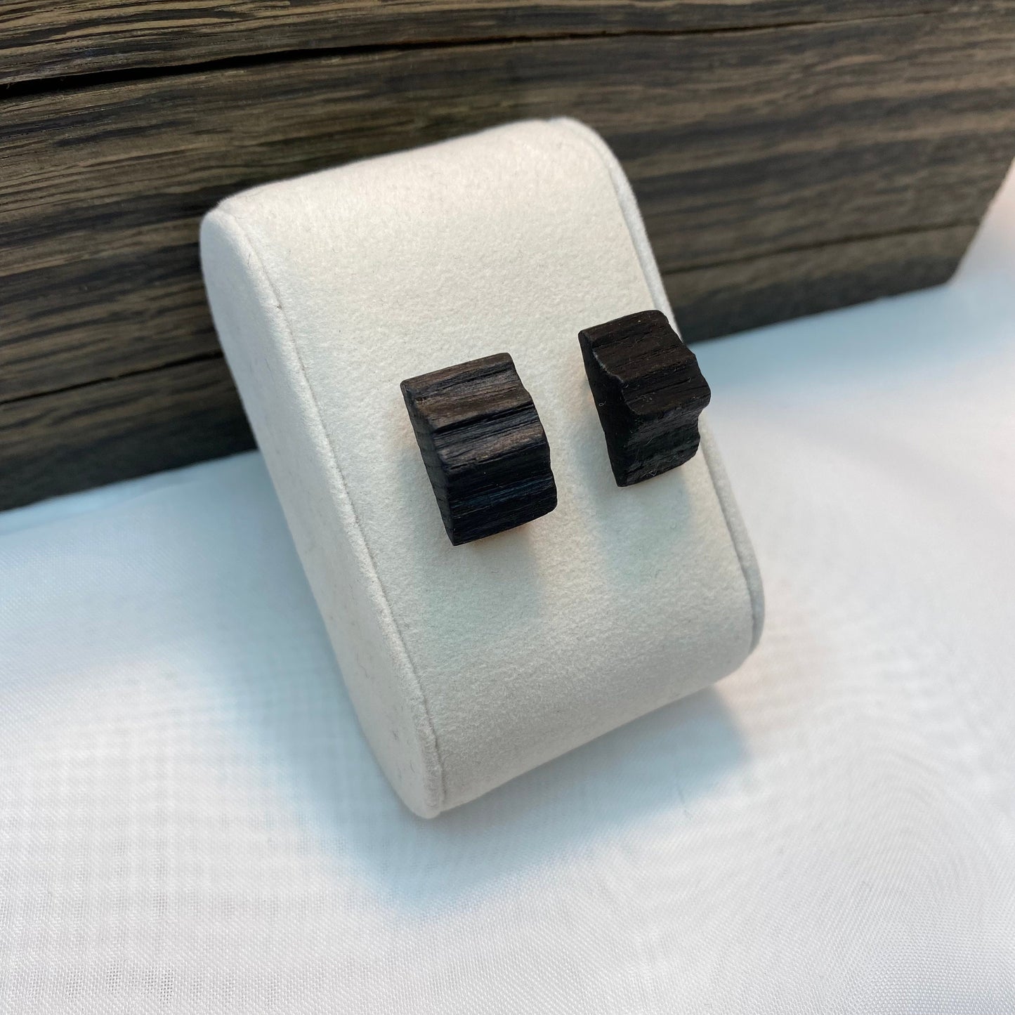 Irish Bog Oak Carved Stud Earrings | Handmade Earrings