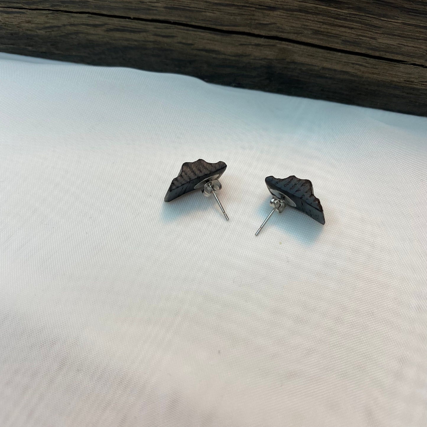 Irish Bog Oak Carved Stud Earrings | Handmade Earrings