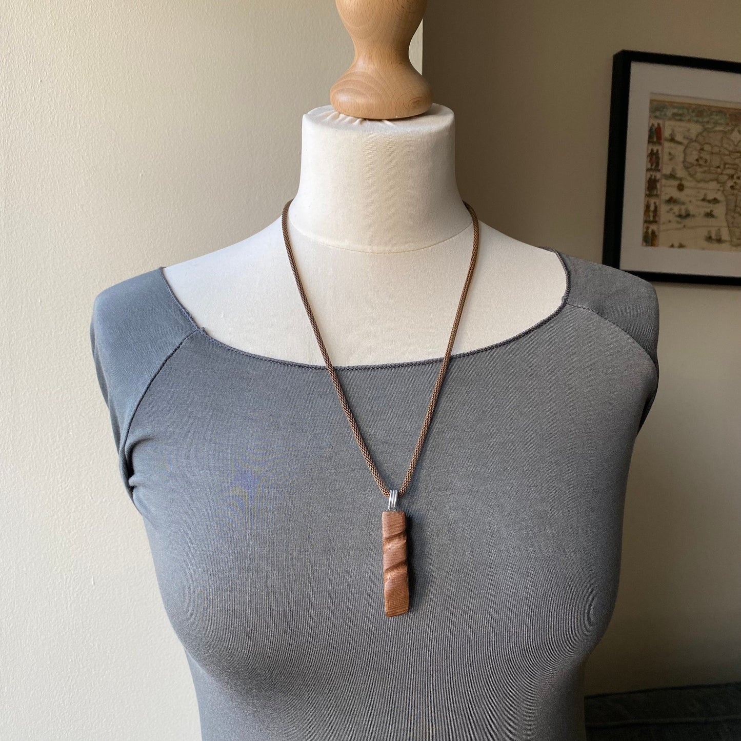 Irish Bog Yew Carved Pendant Gift - Handmade