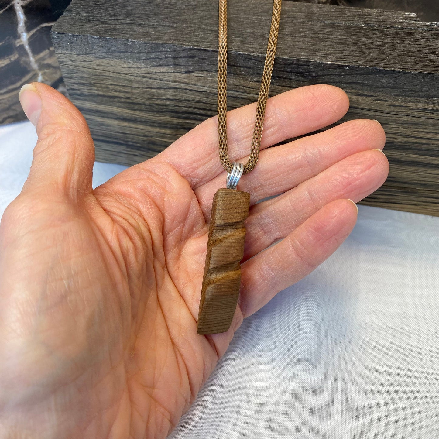 Irish Bog Yew Carved Pendant Gift - Handmade