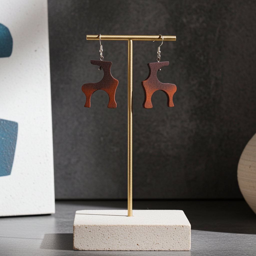 Handmade Bog Oak Wooden Earrings with Stainless Steel Hooks