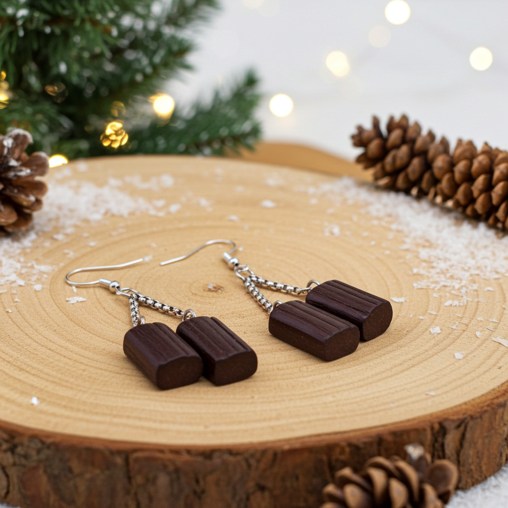 Bog Oak Dangle Earrings – Handmade Natural Wood Jewellery