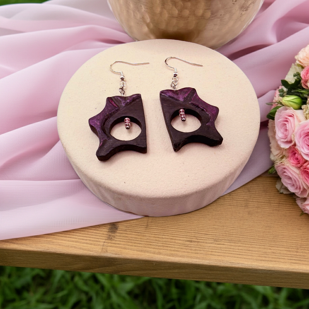 Handcrafted Bog Oak Earrings with Stainless Steel Hooks