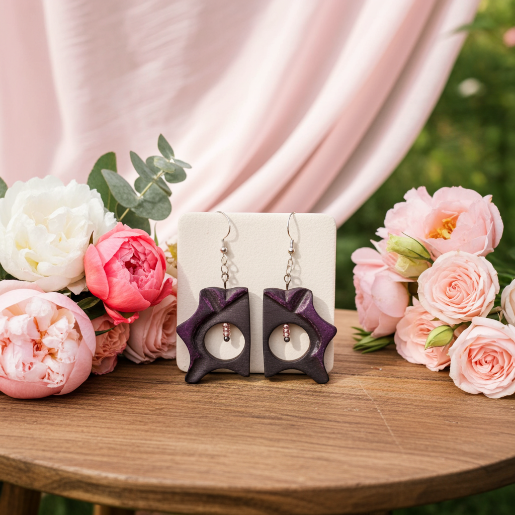 Handcrafted Bog Oak Earrings with Stainless Steel Hooks