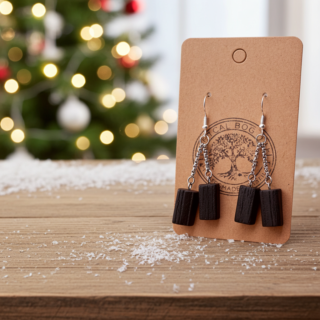 Bog Oak Dangle Earrings – Handmade Natural Wood Jewellery