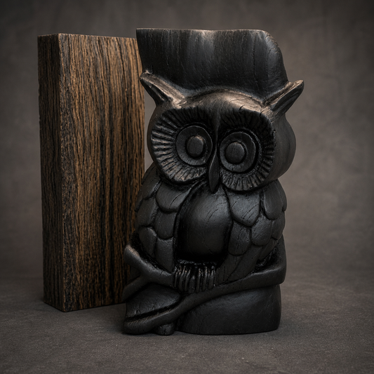 Quiet Watcher — One of a Kind Bog Oak Owl Sculpture