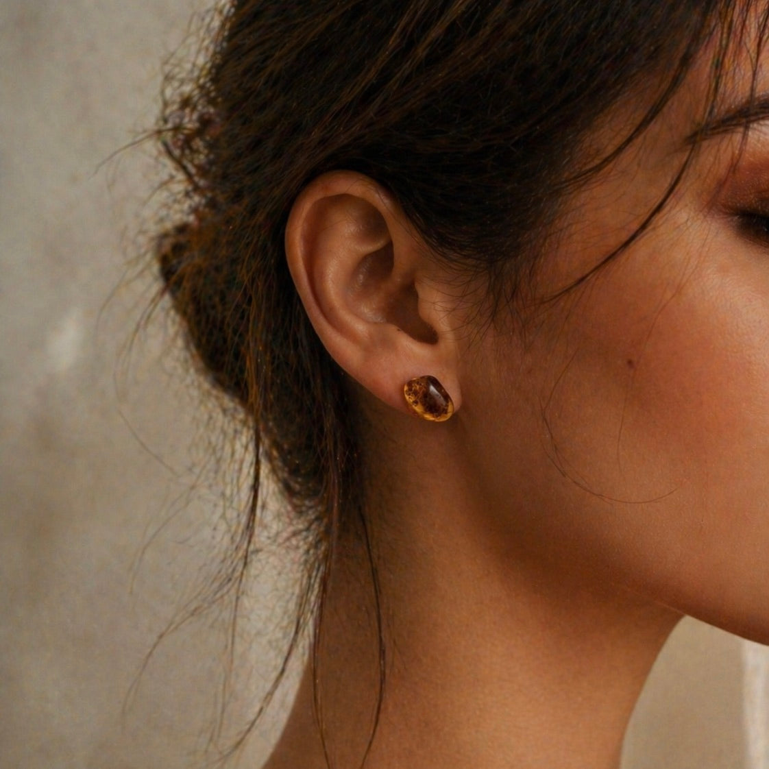 elegant amber stud earrings 