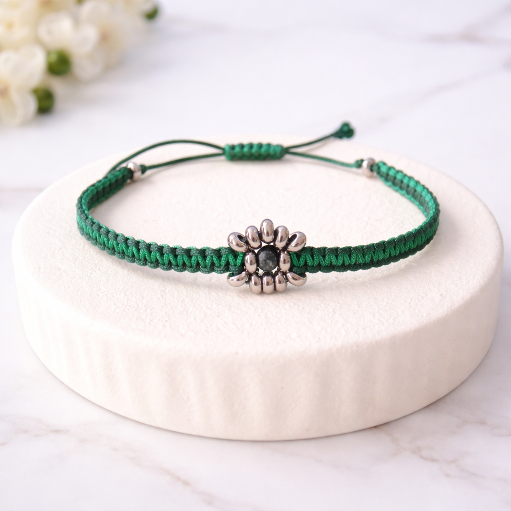 Bloom Macramé Bracelet with Floral Amulet
