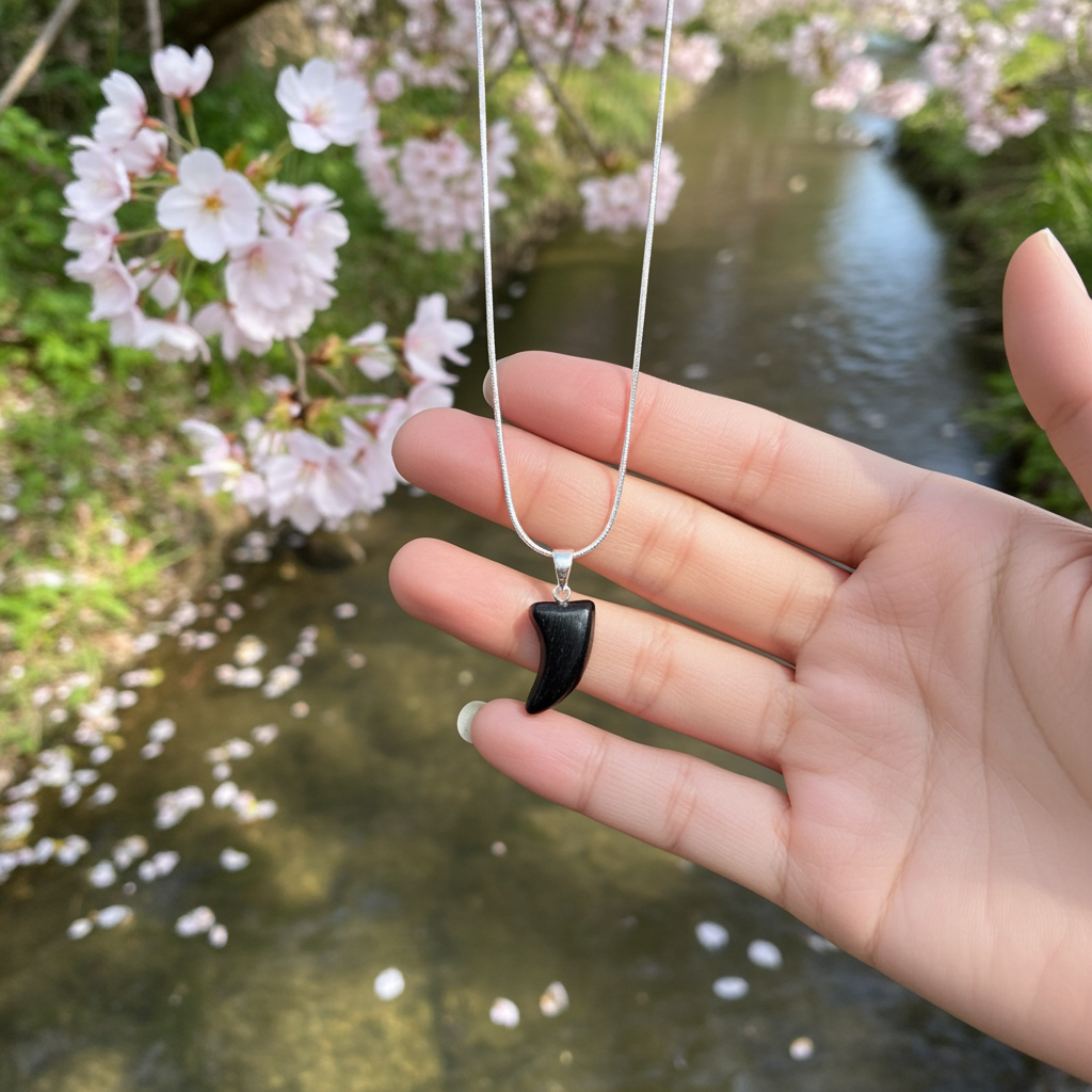Black Bog Oak Pendant – Minimalist Handmade Wood Necklace