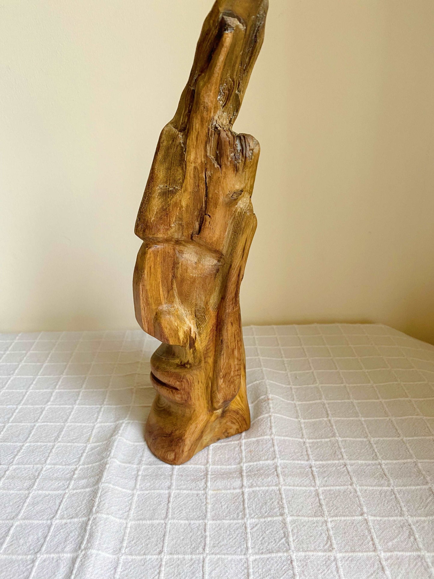 Hand Carved Easter Island Head Sculpture from Irish Bog Pine (soft wood) ranging in age from 3000 to 8000