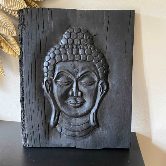 Hand Carved Buddha Sculpture from Irish Bog Oak approximately 3000 years.