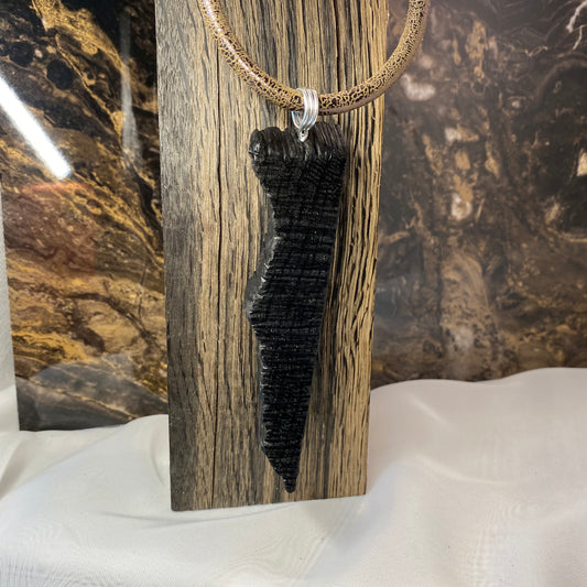 Irish Bog Oak Raw Carved Pendant - Handmade