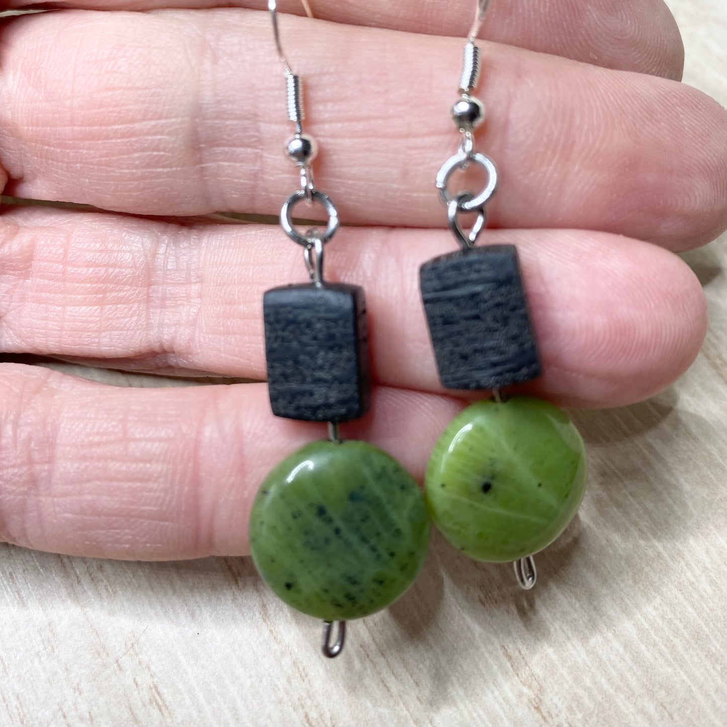 Handmade jade earrings 