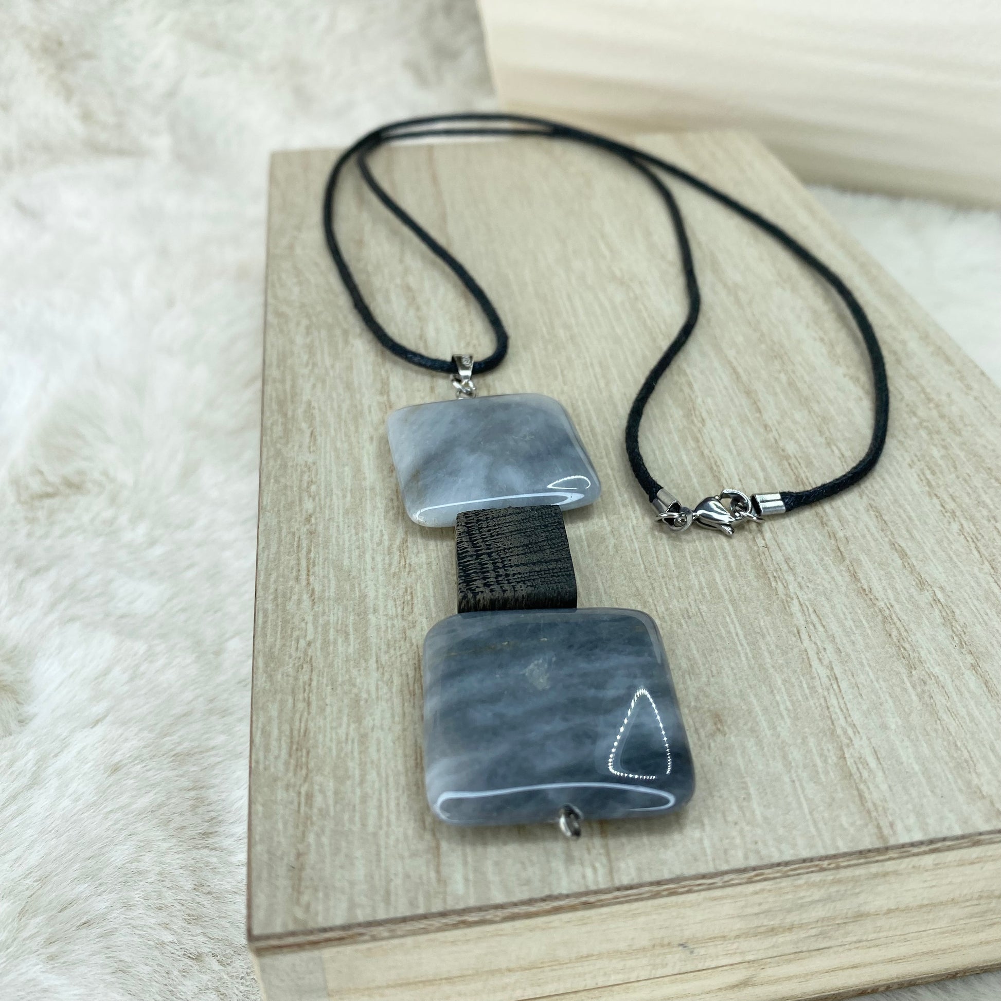 bog oak and quartz necklace 