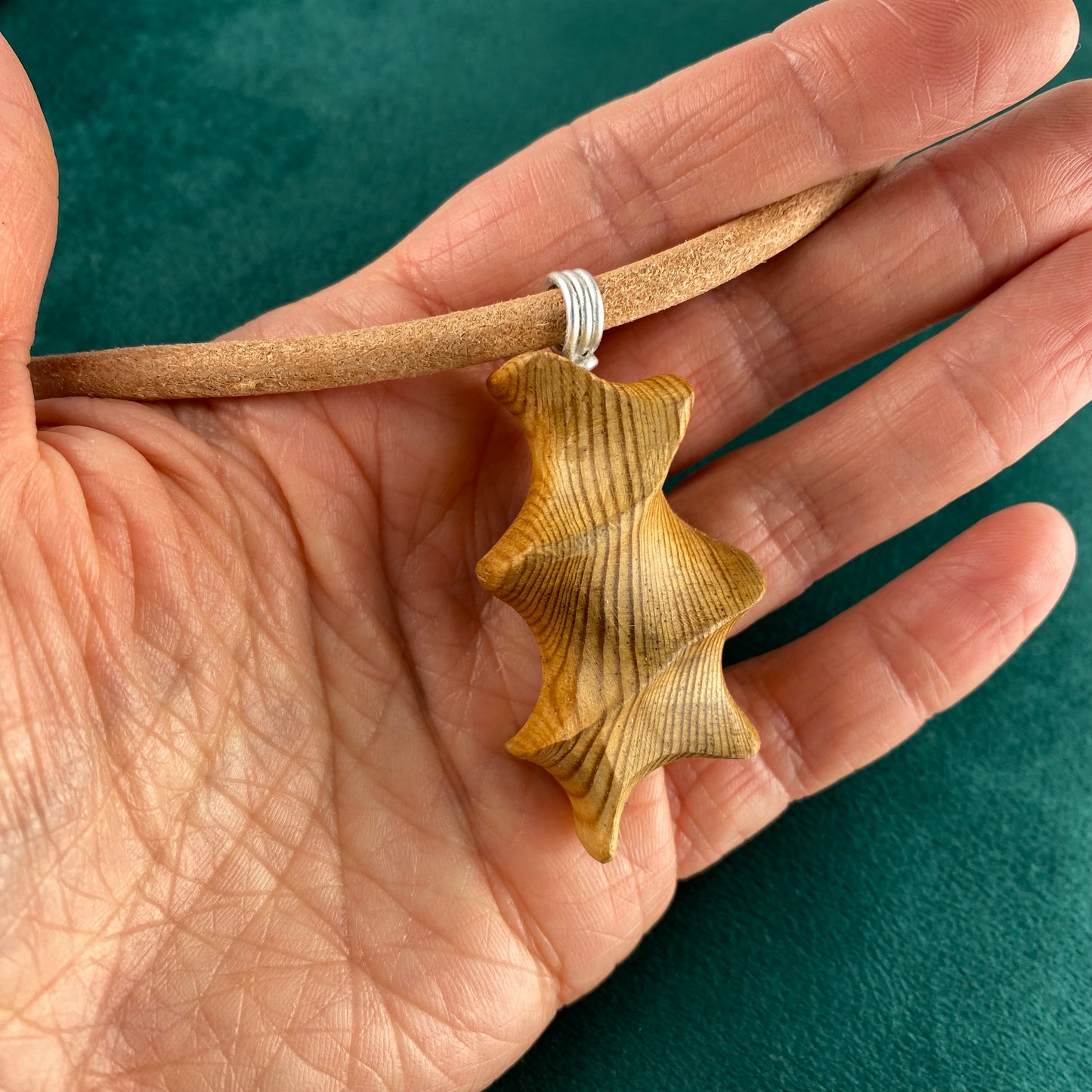 Irish Bog Pine Carved Pendant - Handmade