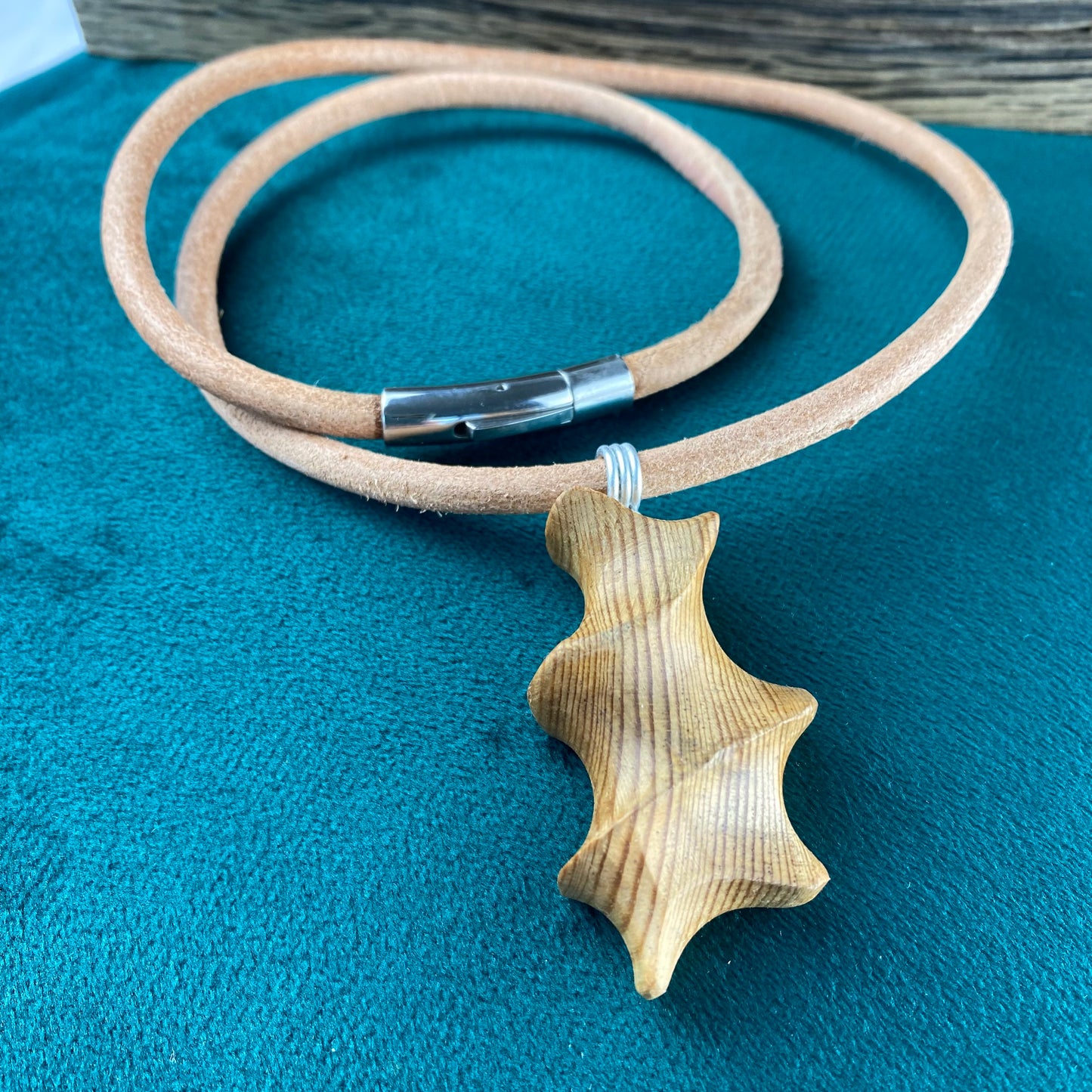 Irish Bog Pine Carved Pendant - Handmade