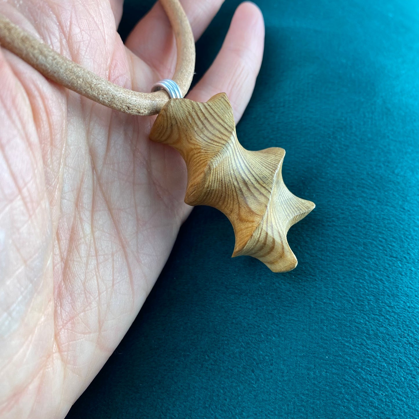 Irish Bog Pine Carved Pendant - Handmade