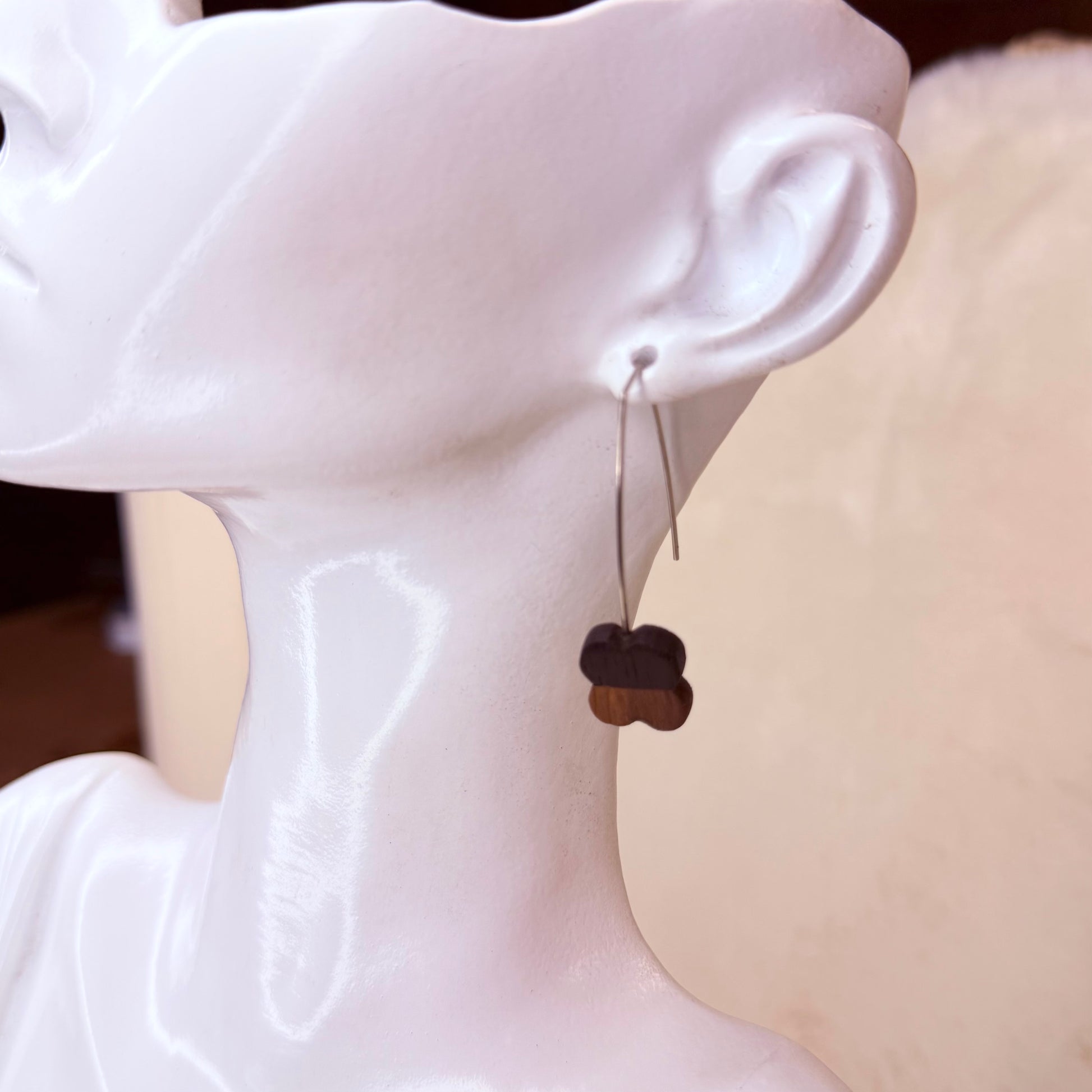 Bog wood drop earrings on stainless steel wire.
