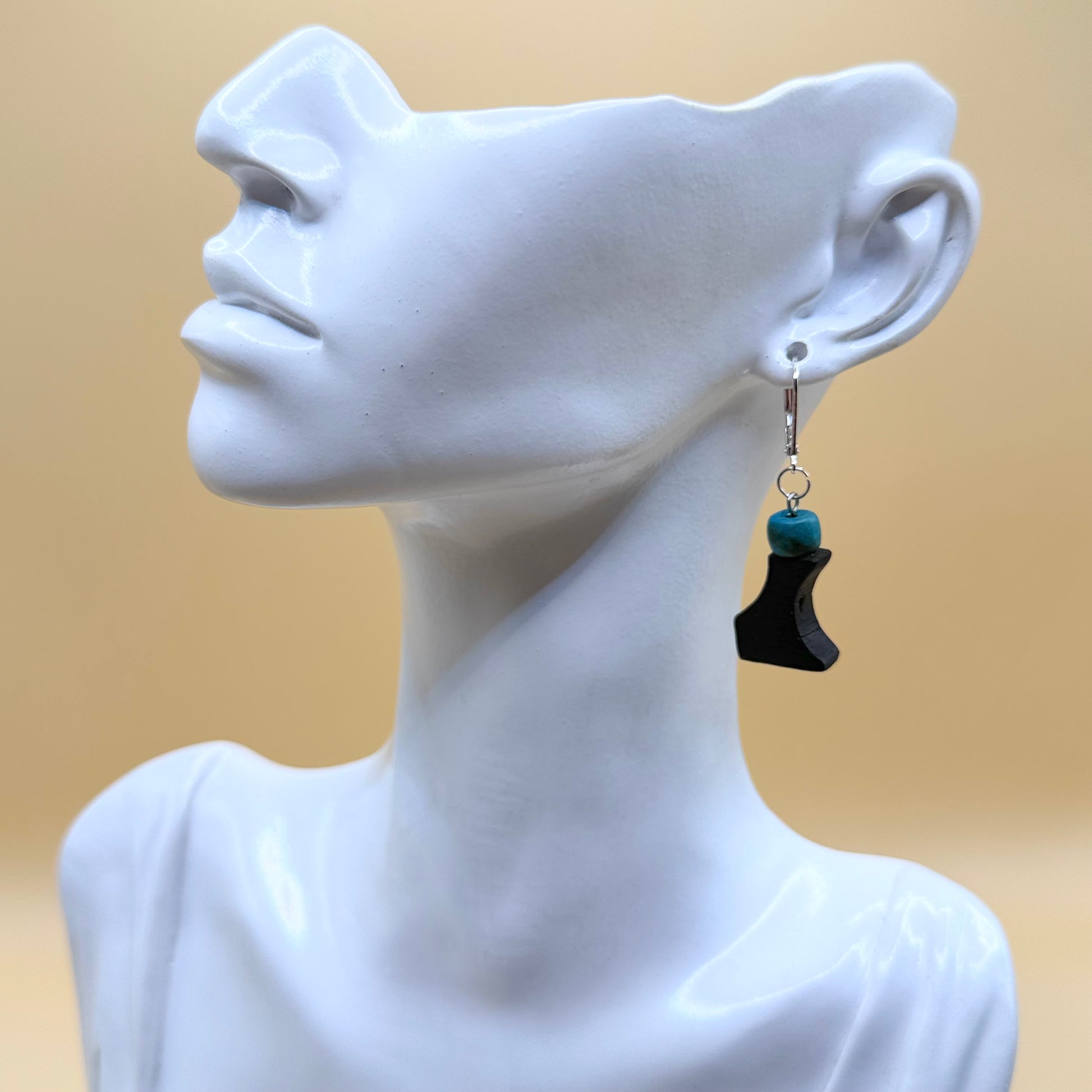 bog oak handmade earrings with howlite