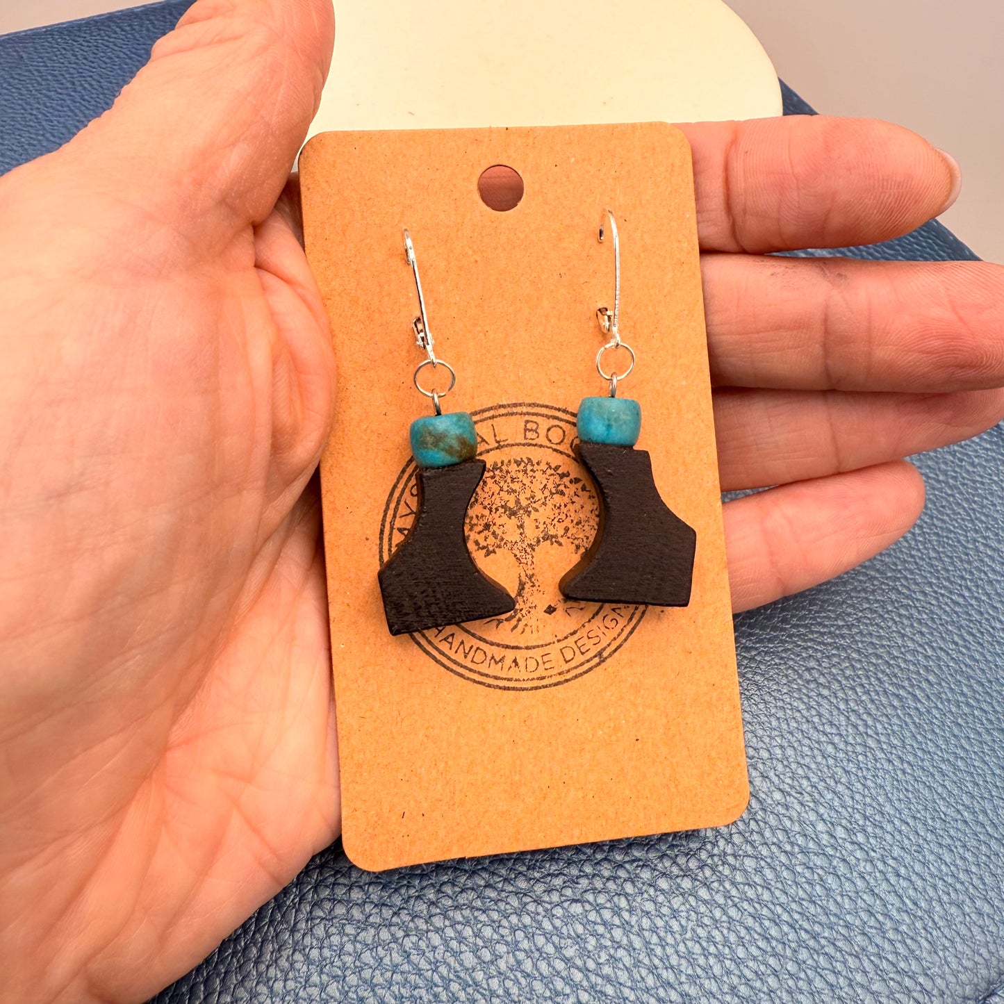 bog oak earrings with stone