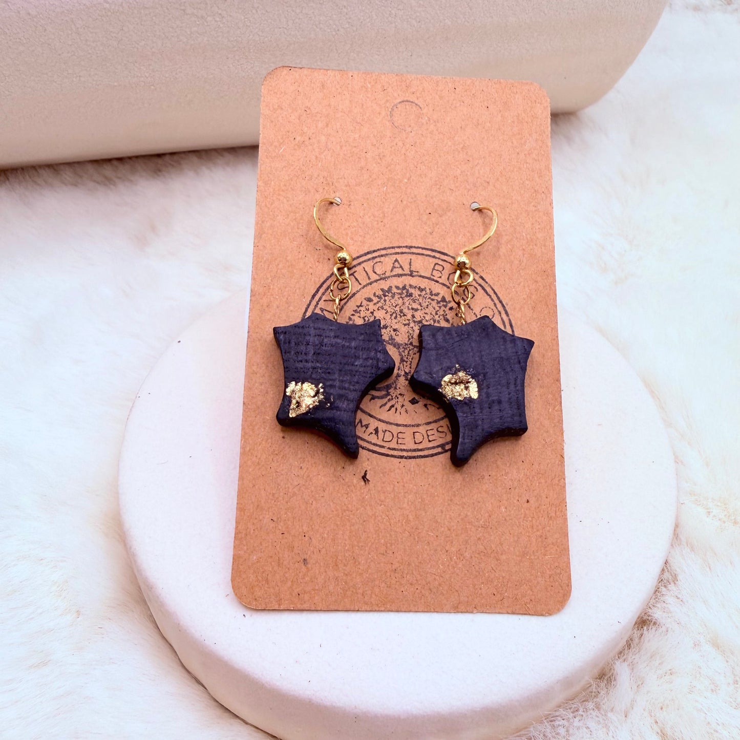 handmade bog oak earrings,