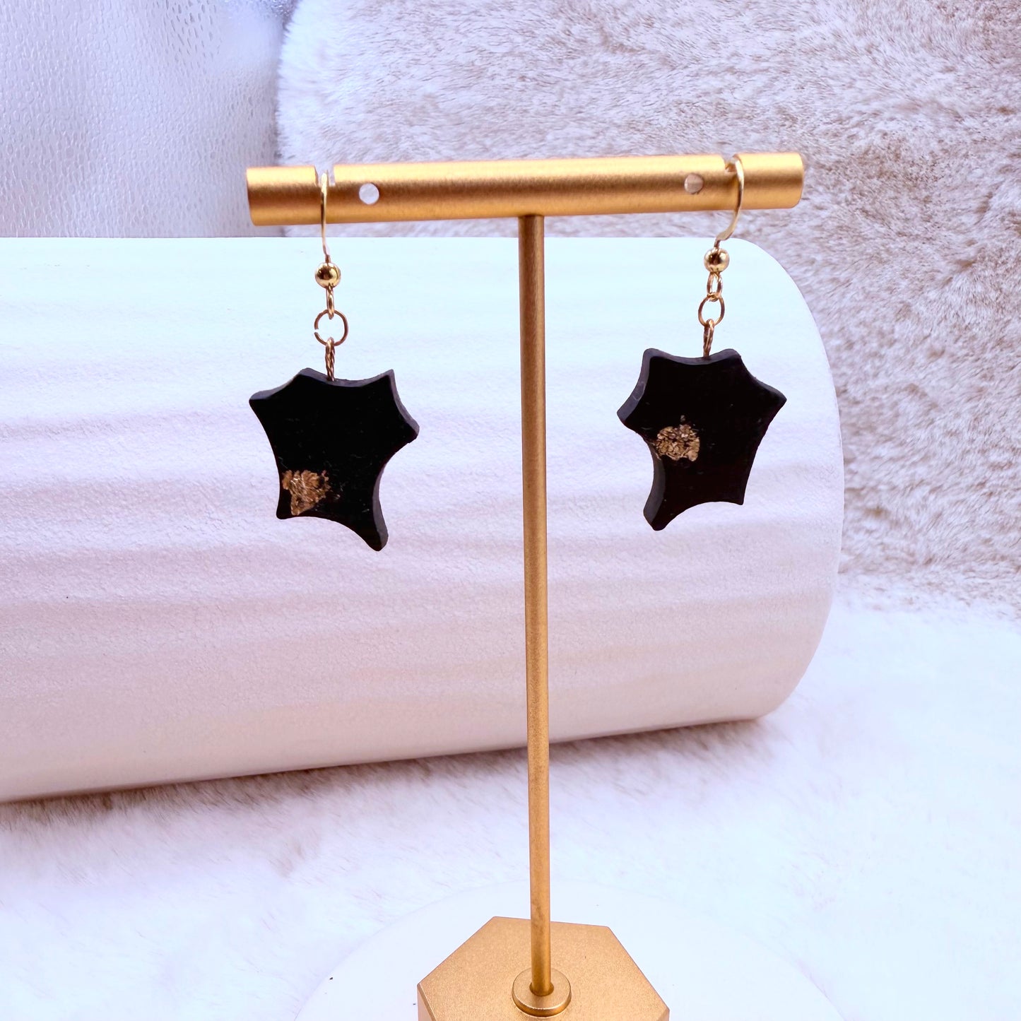 black wood earrings