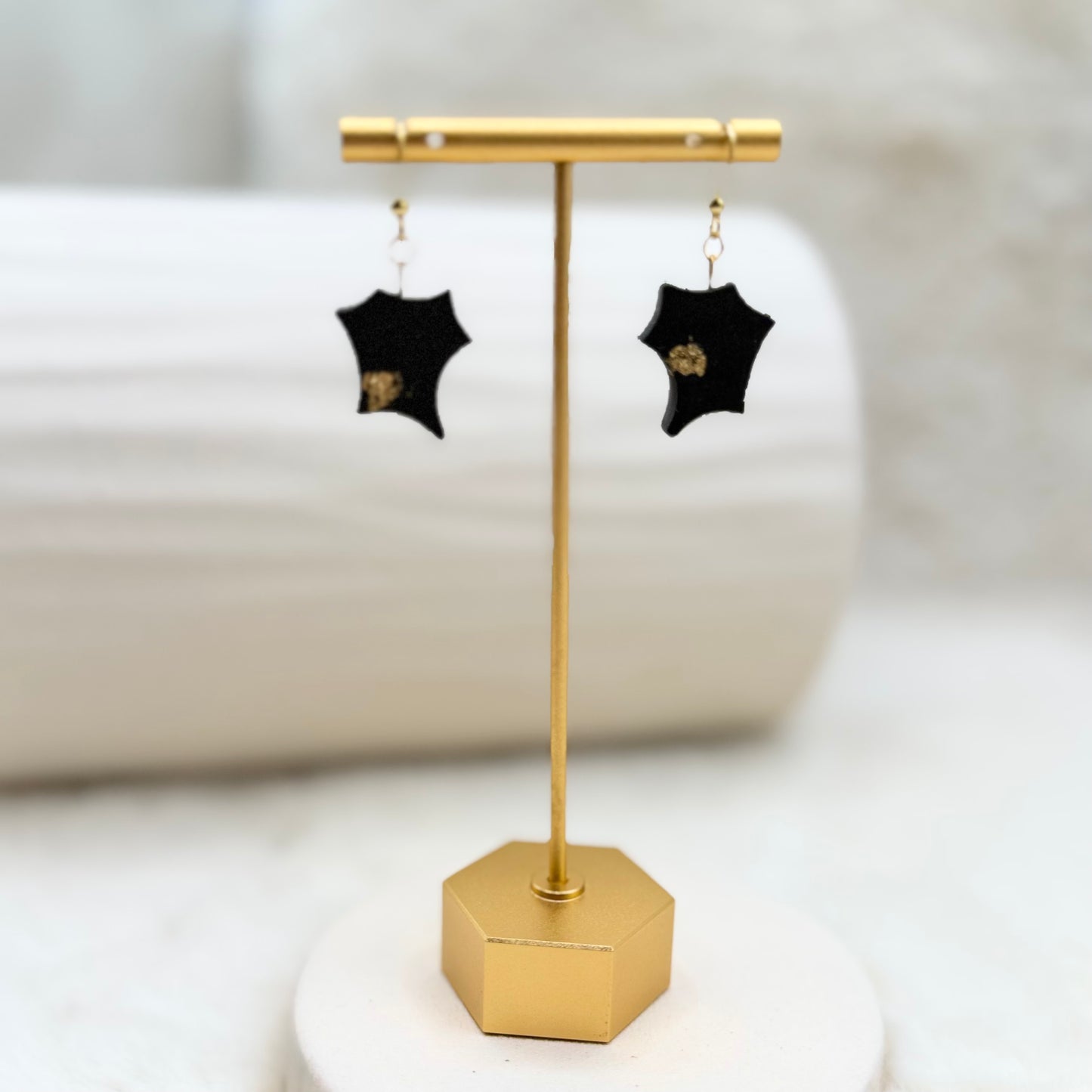 gold and bog oak earrings 