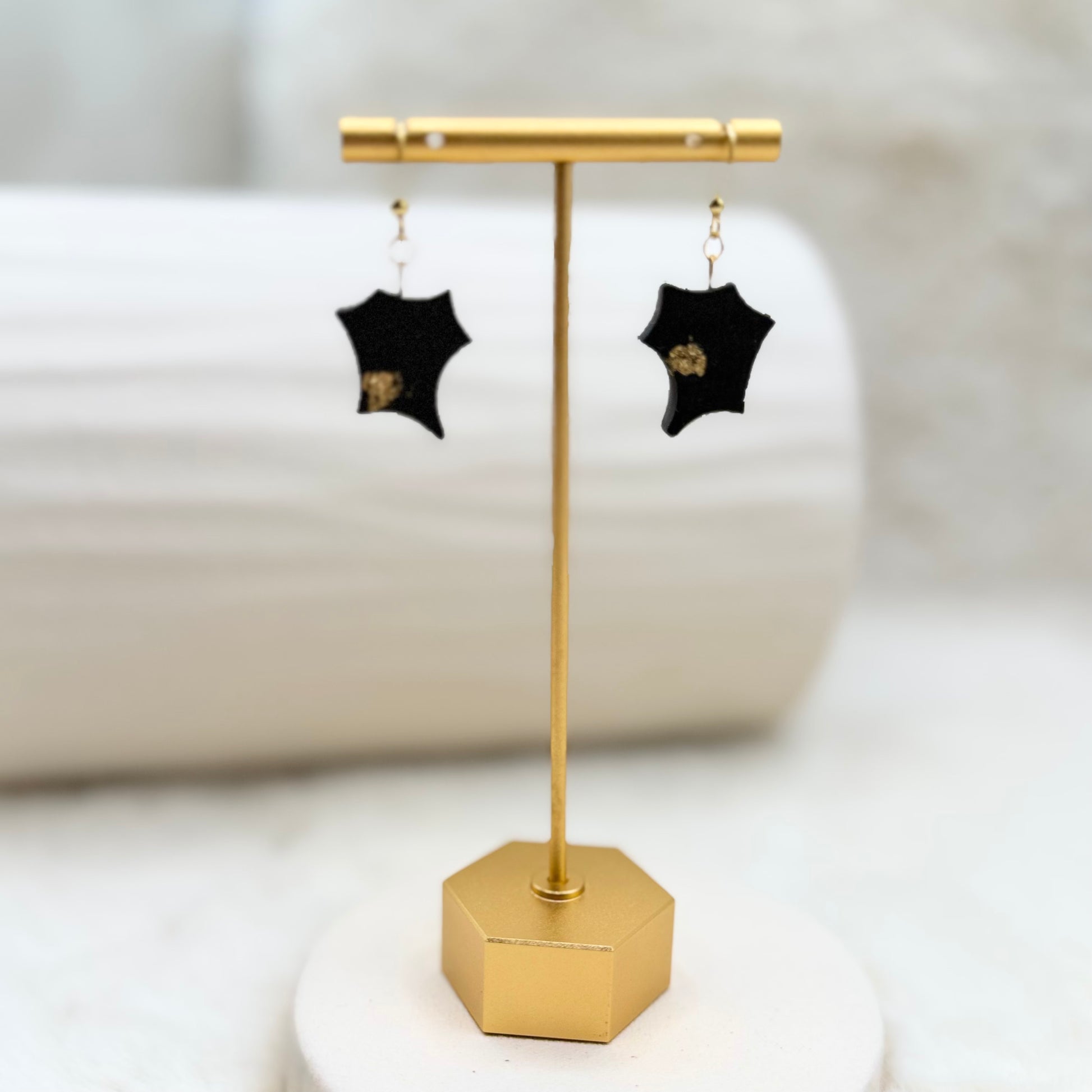 gold and bog oak earrings 