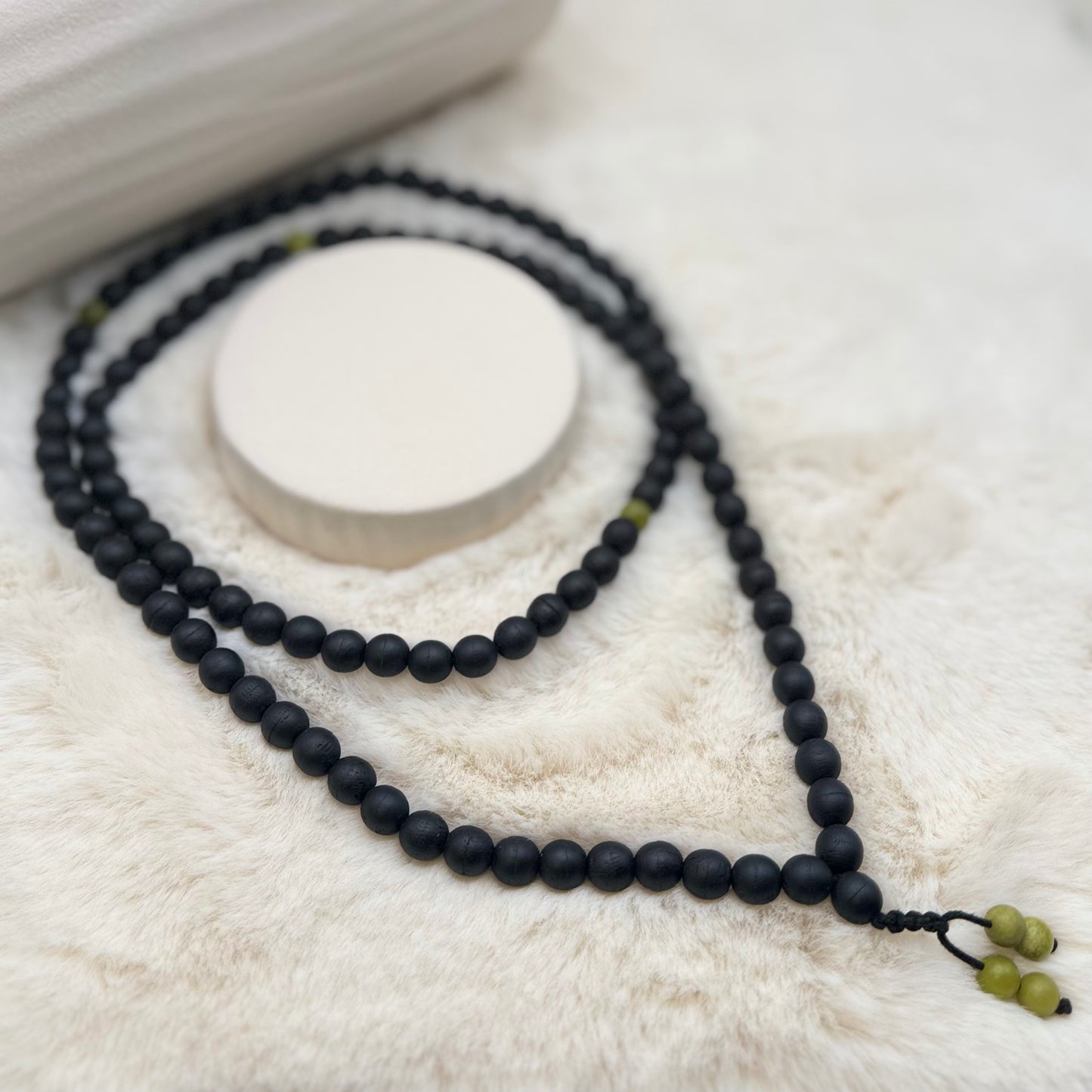 bog oak mala, jade mala