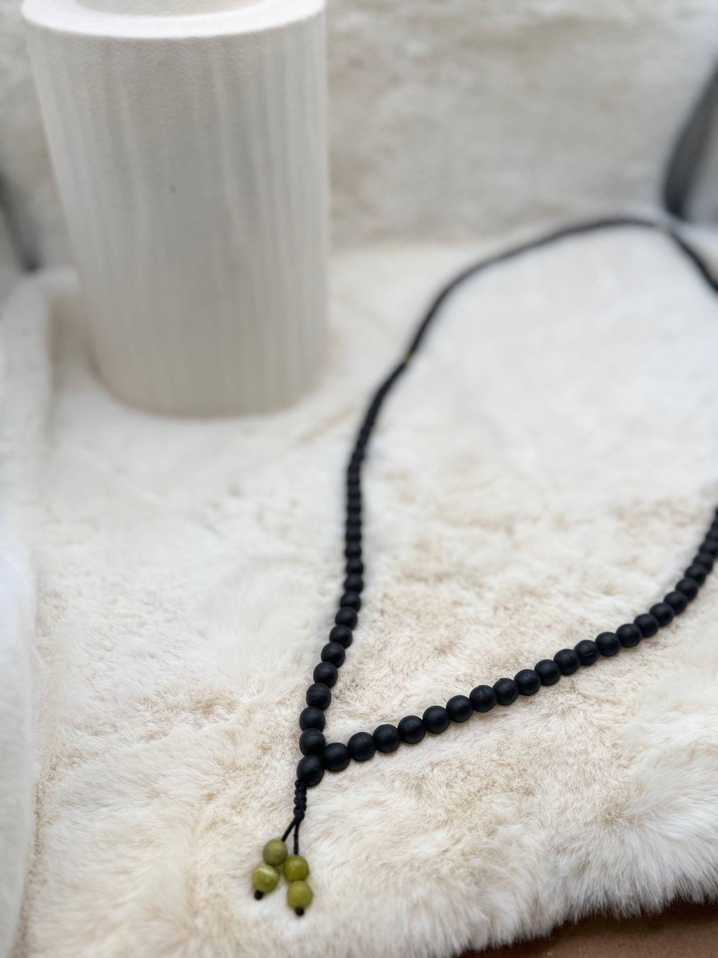 Bog Oak & Jade Mala Necklace
