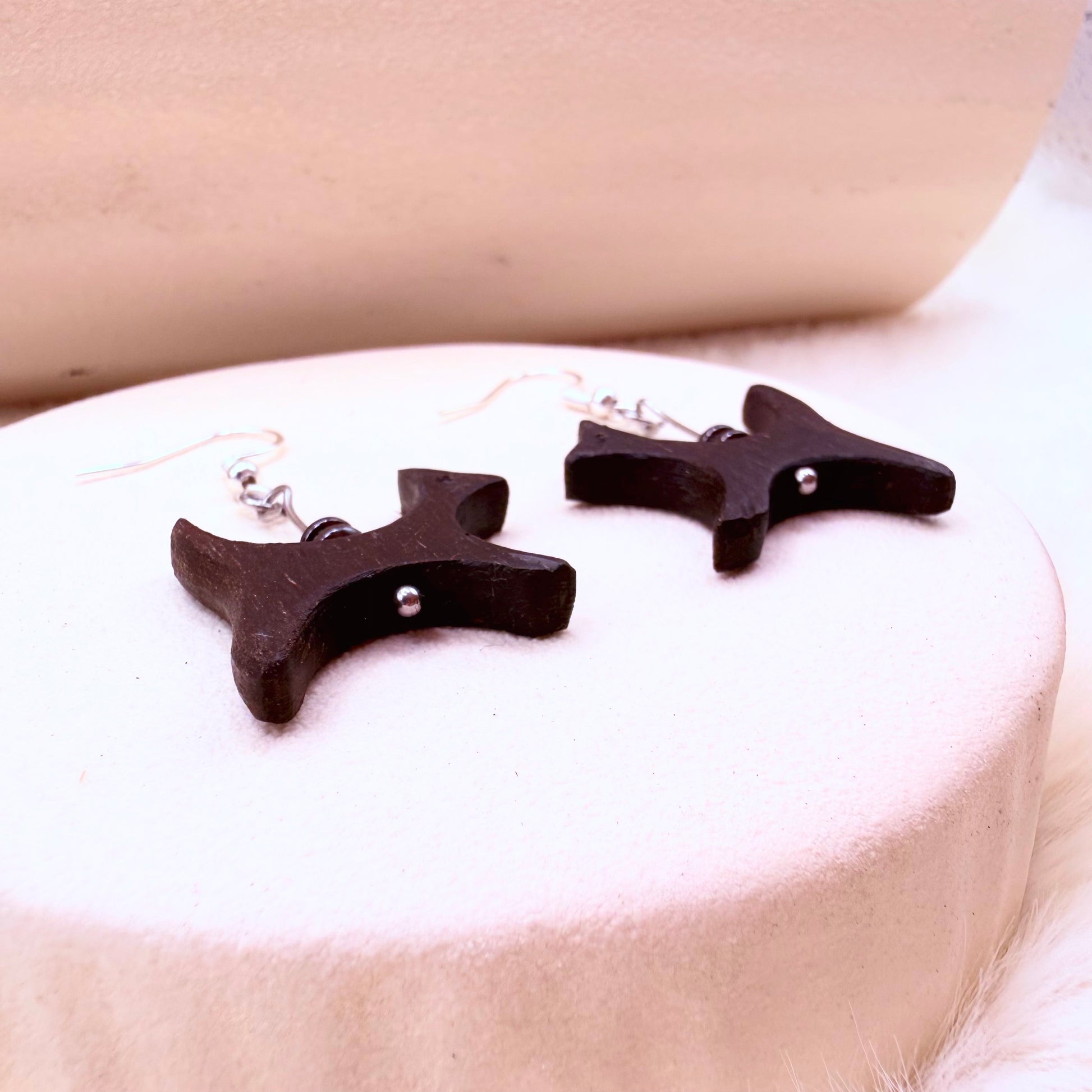 Handmade earrings from bog oak