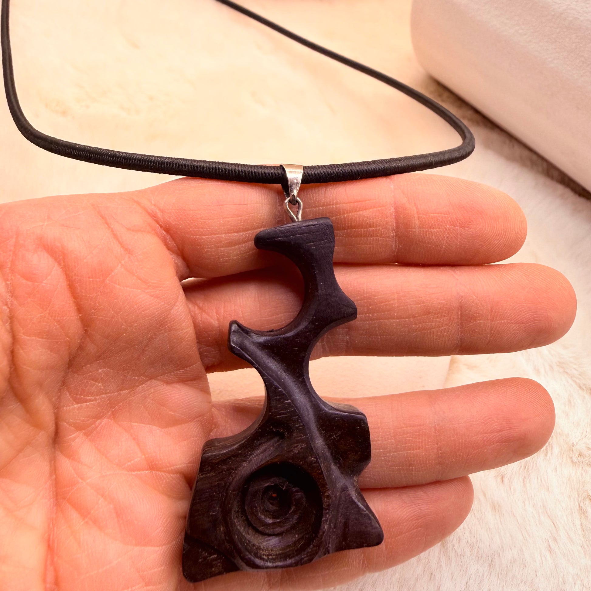 Hand made bog oak neck