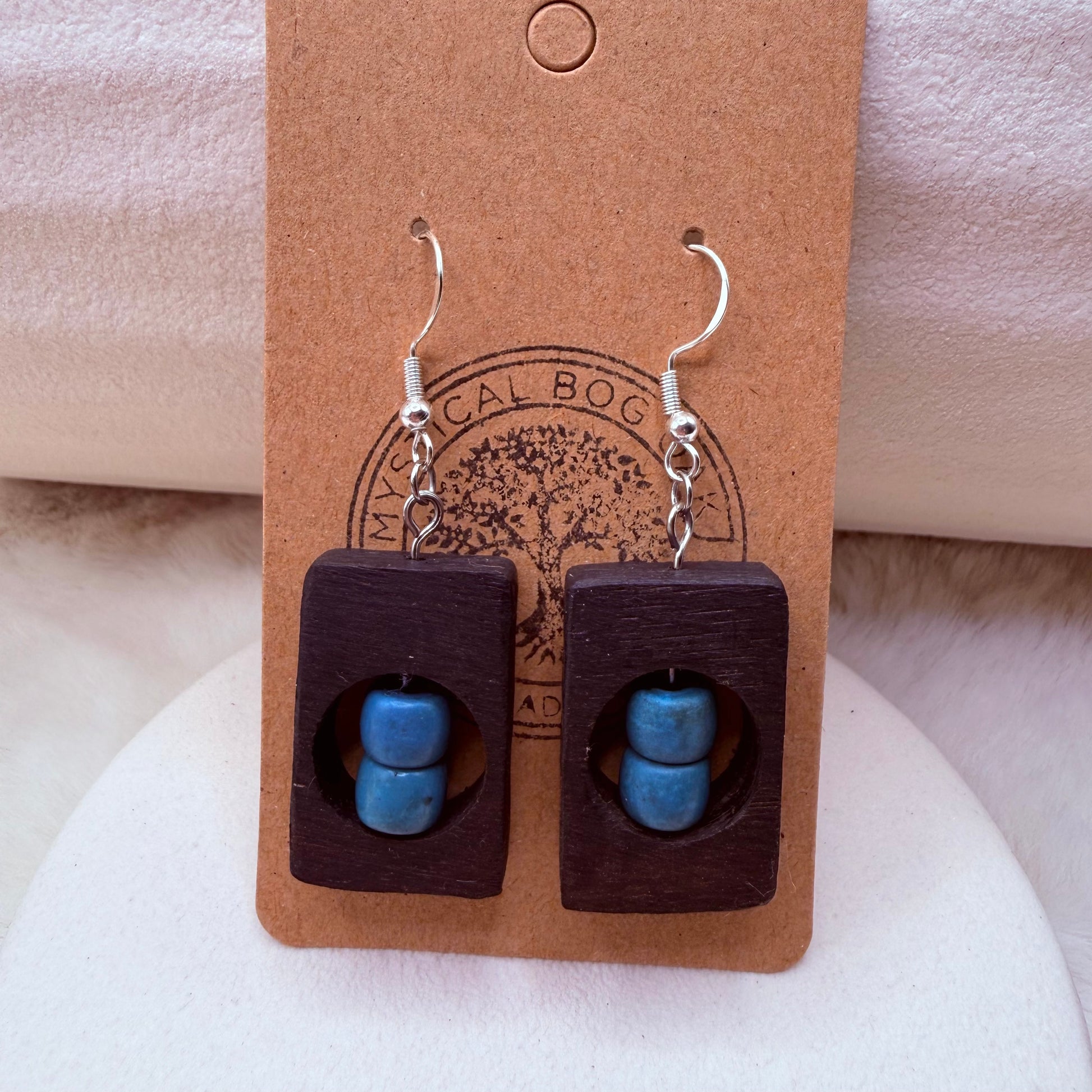 Unique handmade bog oak earrings 