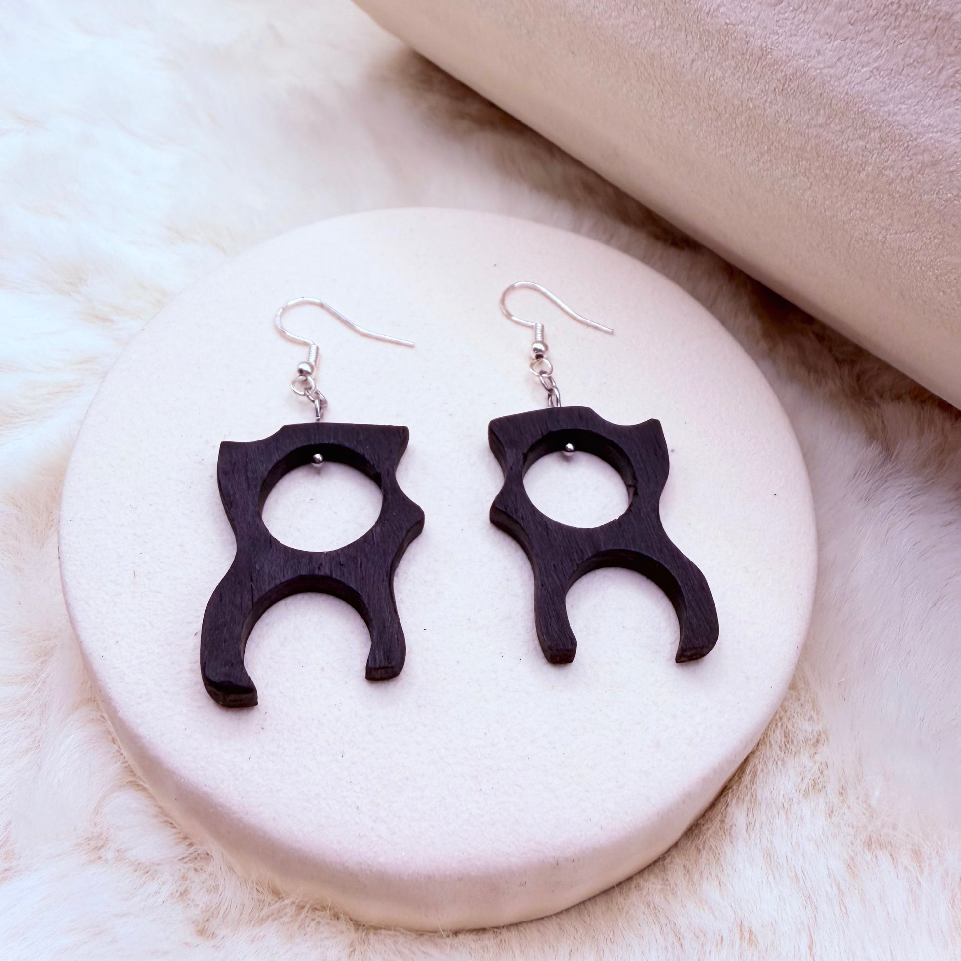 Handmade bog oak earrings 