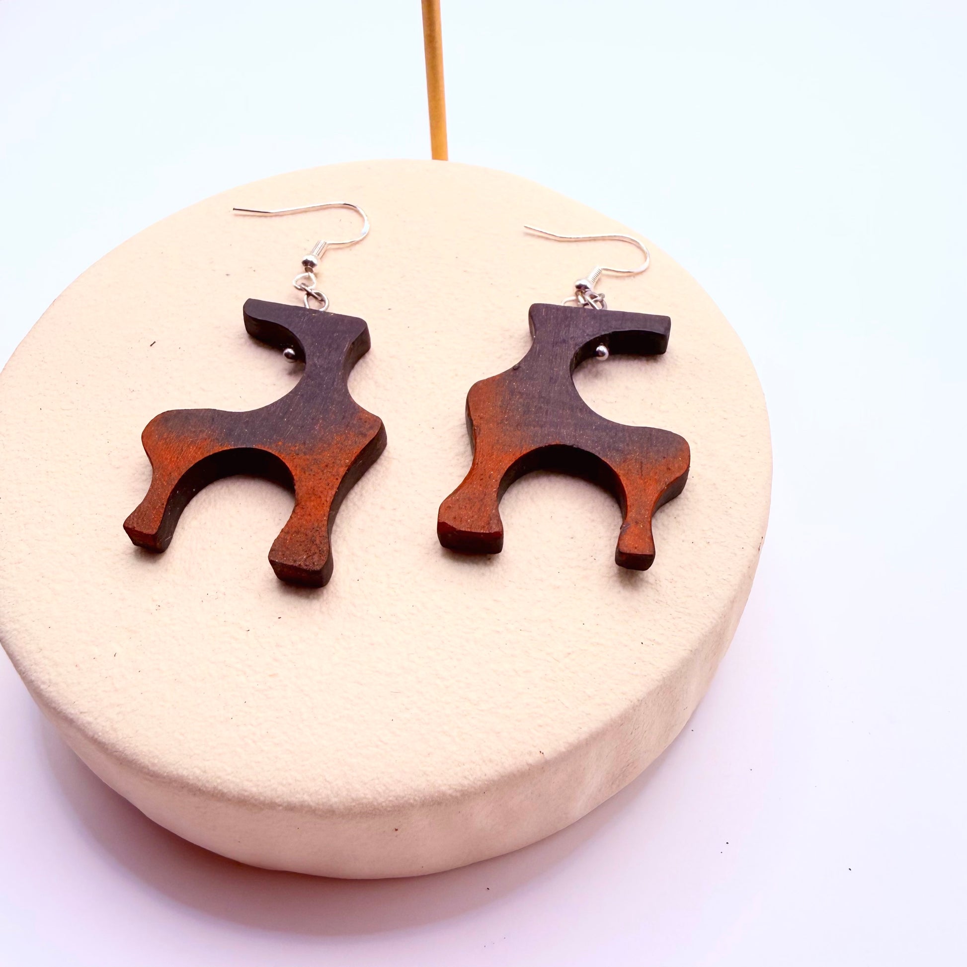 Luxury handmade bog oak earrings with natural dark wood texture