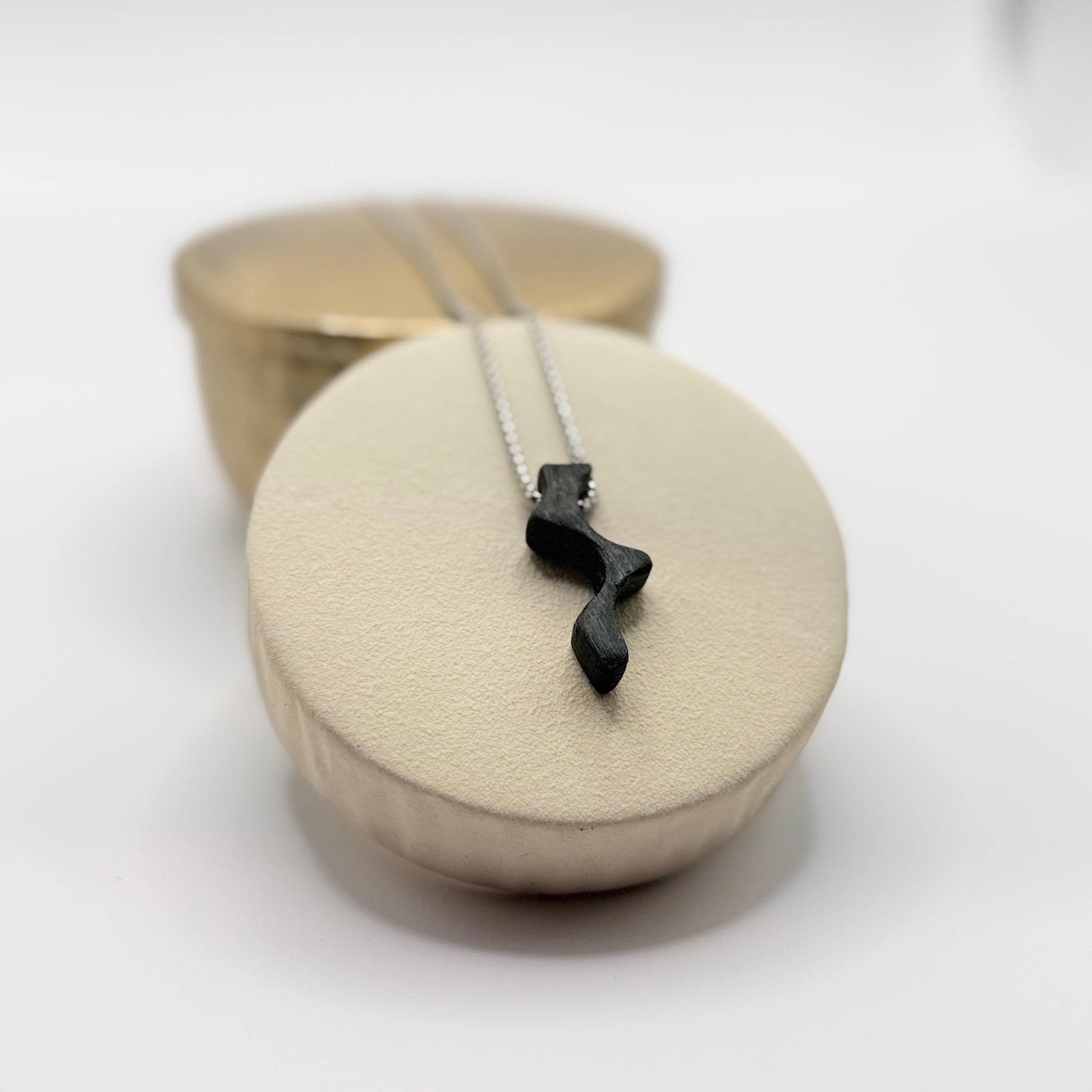 Black bog oak wood pendant necklace, handmade design