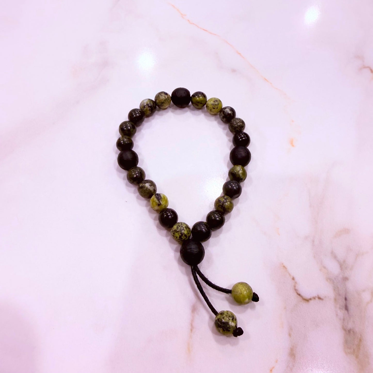 Handmade Bog Oak and Natural Jasper Bracelet