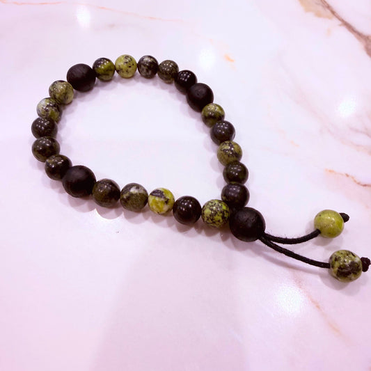 Handmade Bog Oak and Natural Jasper Bracelet